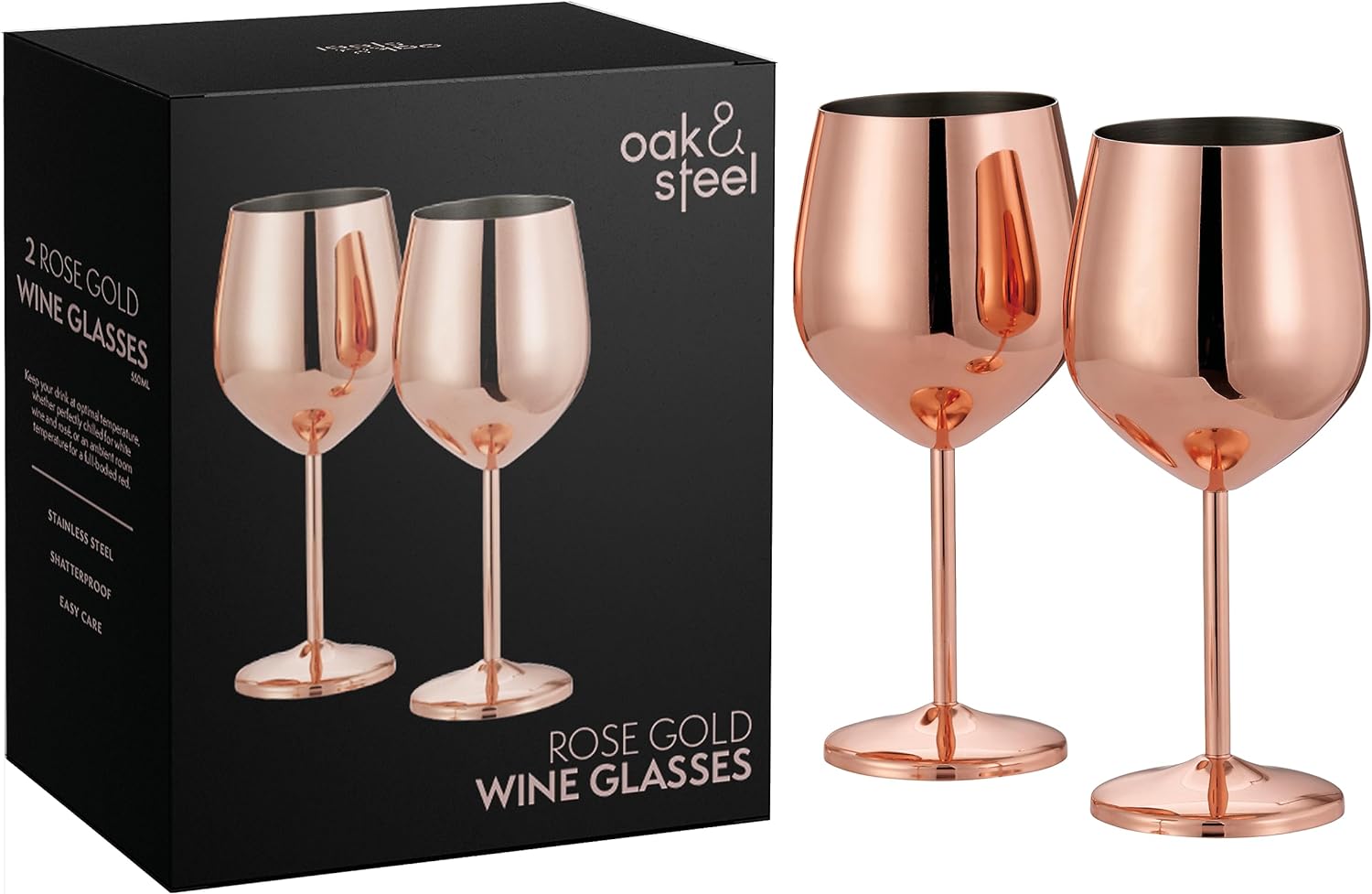 OS Oak & Steel Wine Glasses calici vino oro rosa 4 pezzi 700ml