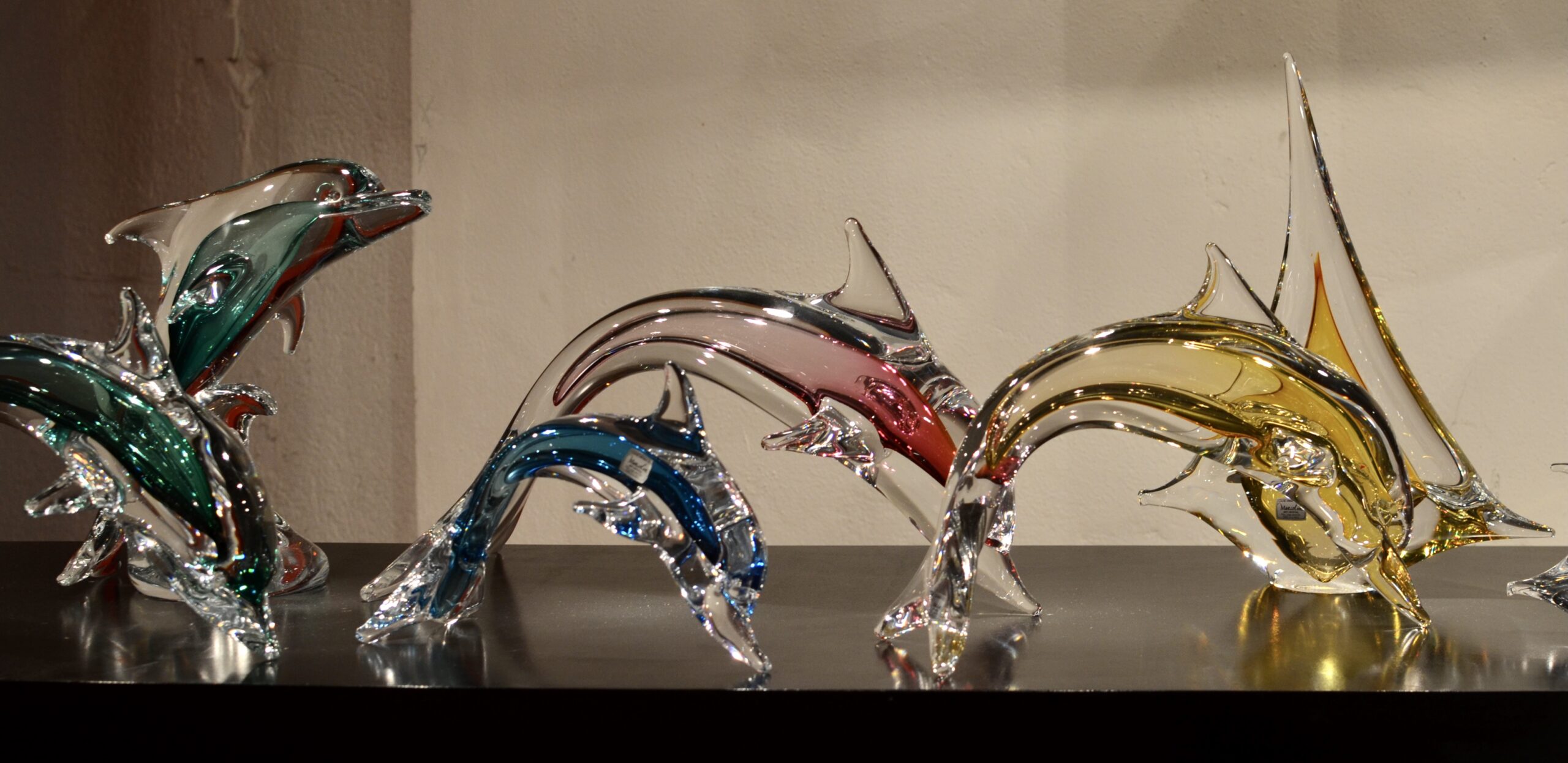 ColleVilca Delfino scultura cristallo con colore 35 cm