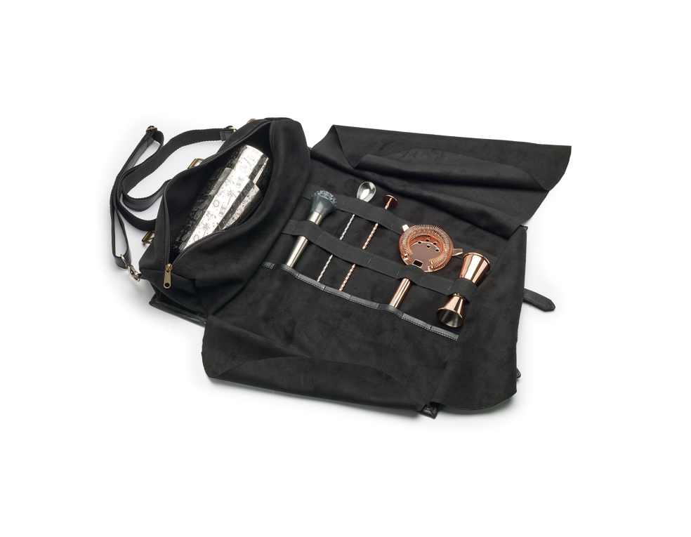 Urban Bar Accessories Leather Tool Bag Roll Up Black pelle