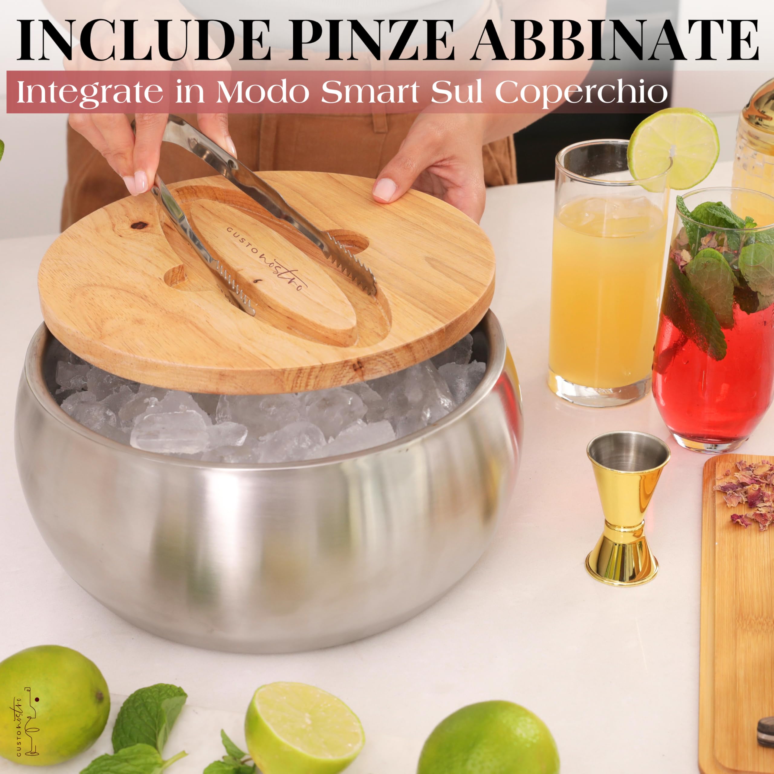 Gusto Nostro Ice Bucket Kit secchiello argento 4,1 L inox