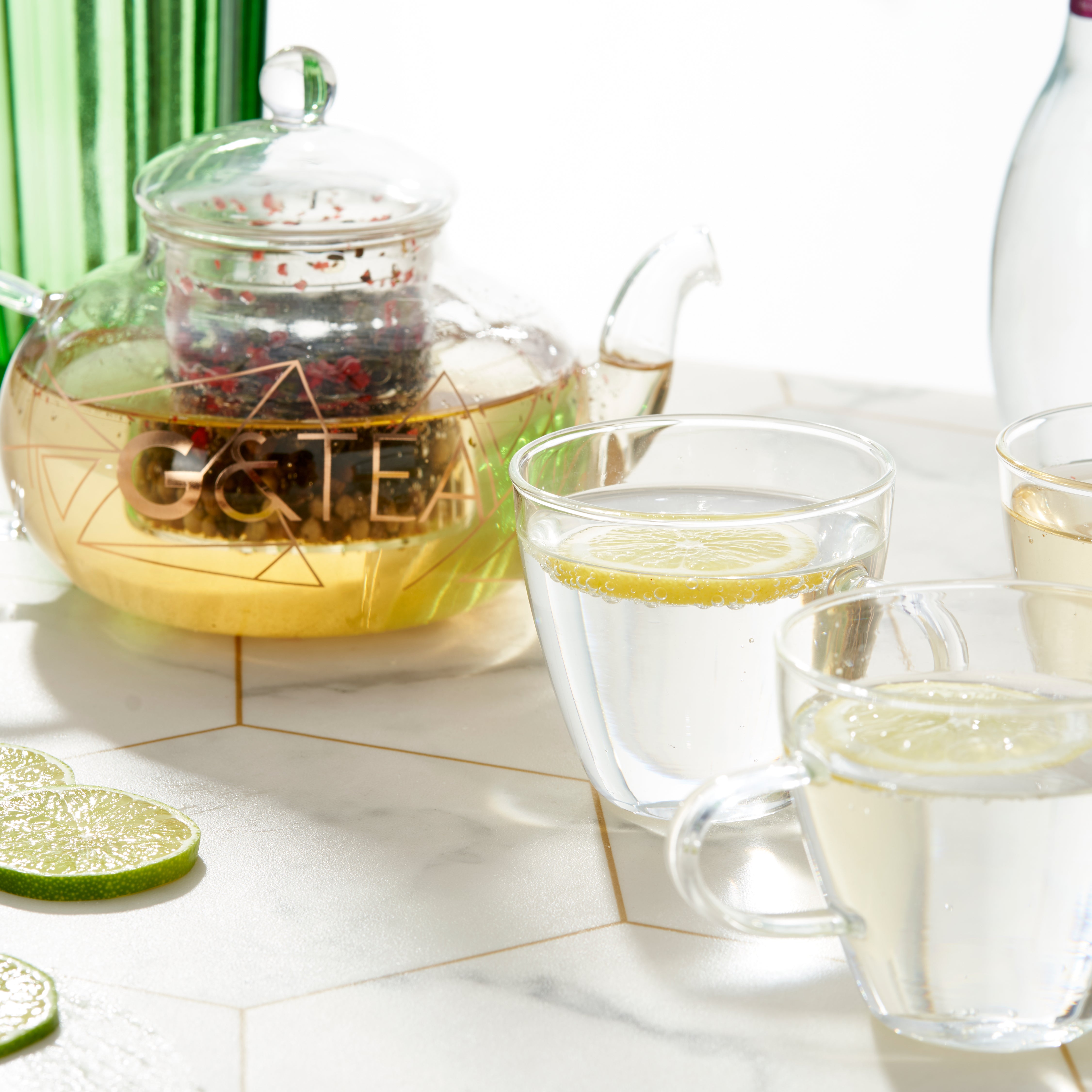 Oak & Steel Teiera Gin in Vetro con Infusore e 4 Tazzine
