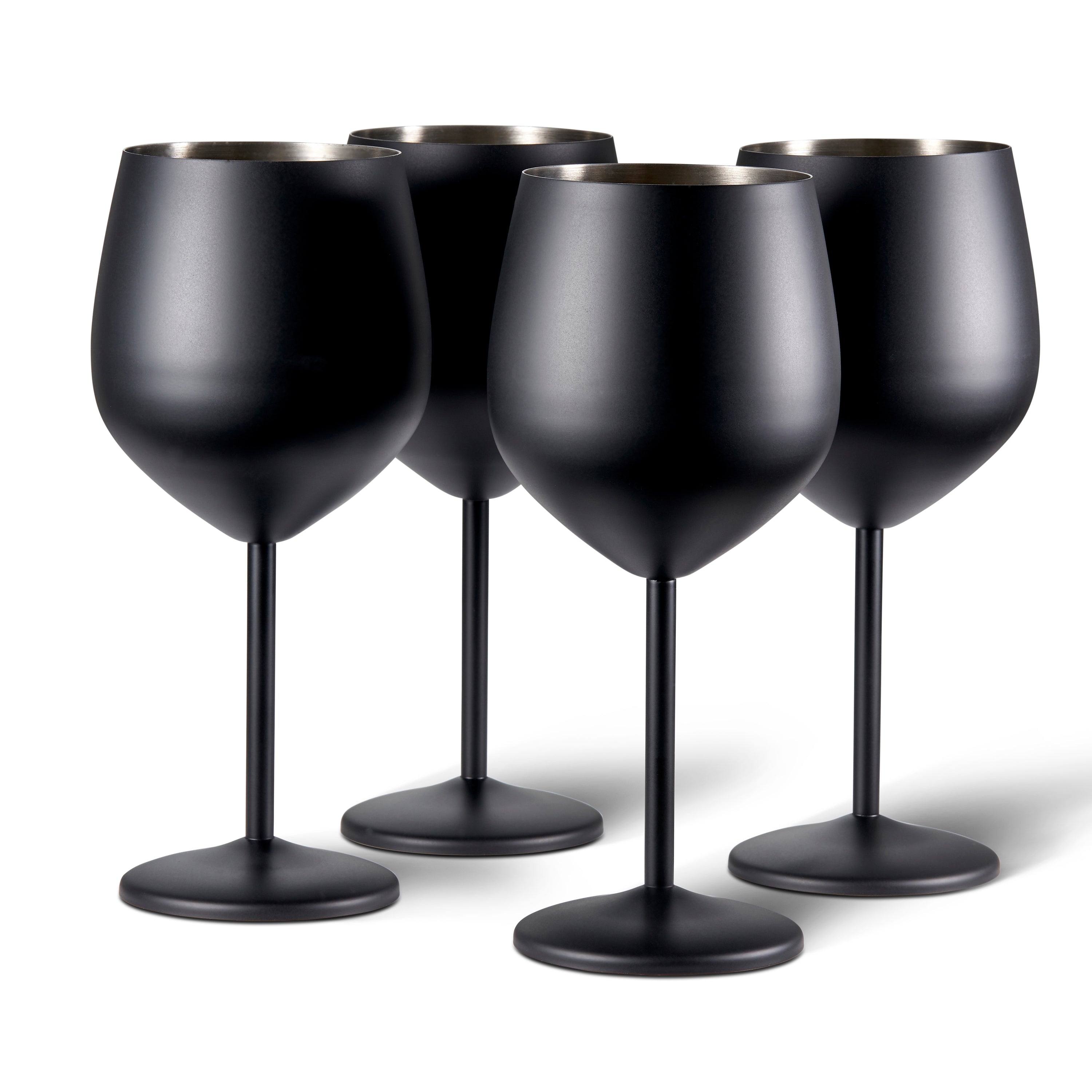 OS Oak & Steel Nero Calici Vino Acciaio Opaco 4 Pezzi