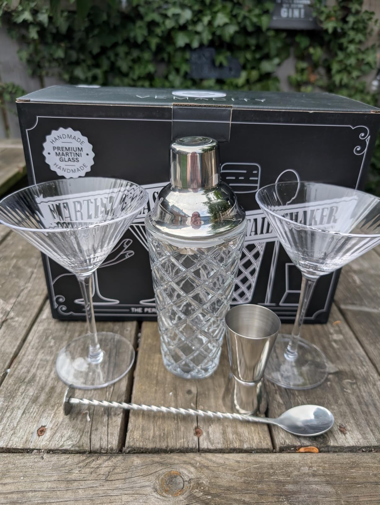 VEMACITY Cocktail Shaker Kits Shaker Vetro 2 Martini Argento