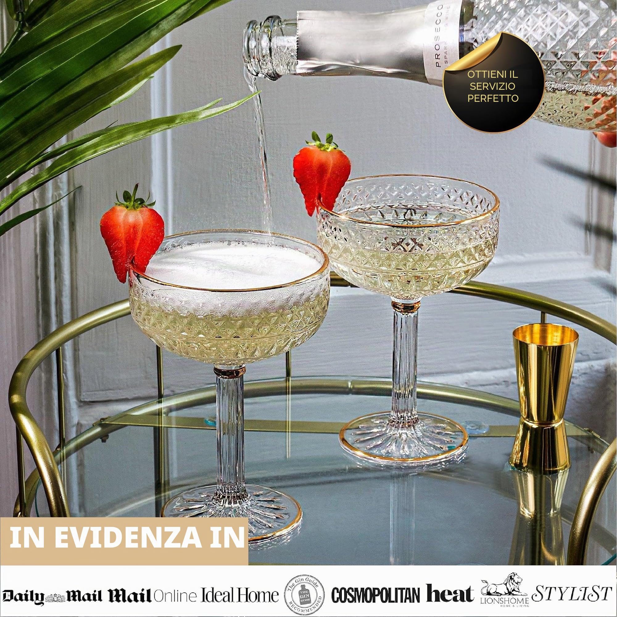 Vemacity Cocktail Glasses coppa cocktail 2 pz 300 ml oro