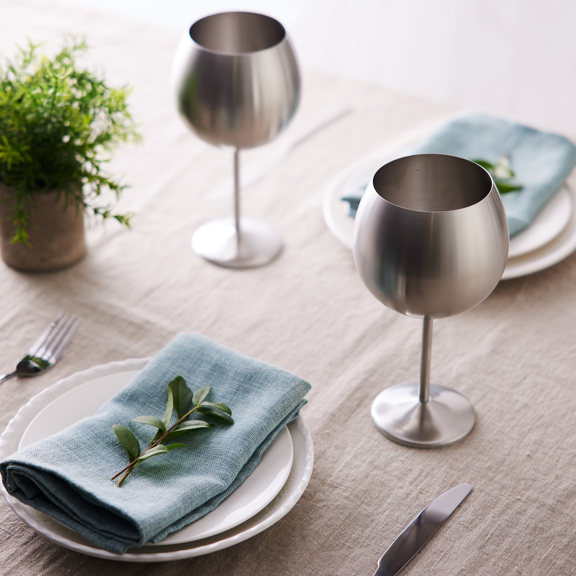OS Oak & Steel Gin Glasses bicchieri gin argento 4 pezzi