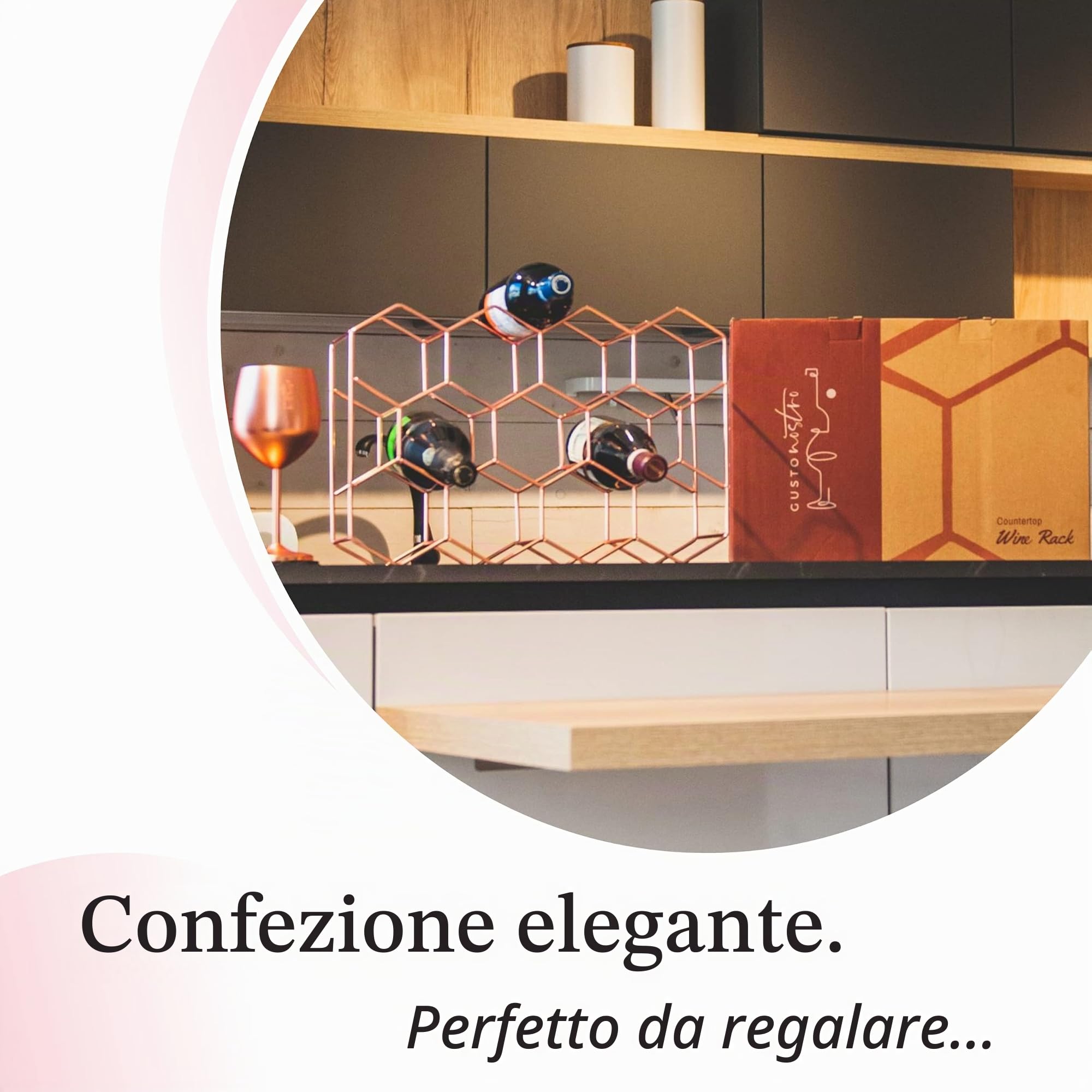 Gusto Nostro Countertops portabottiglie 14 bottiglie oro rosa