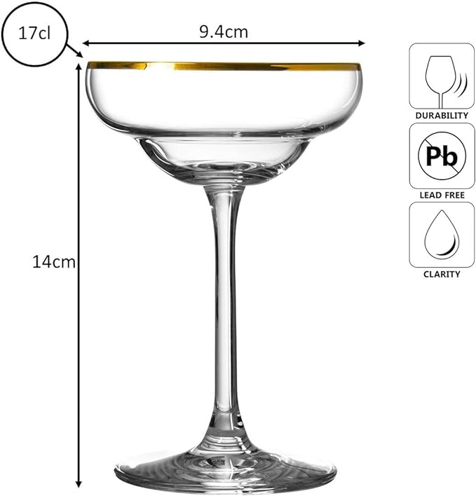 Urban Bar Cocktail Glassware Gold Rim Coley Coupe 17cl cristallo