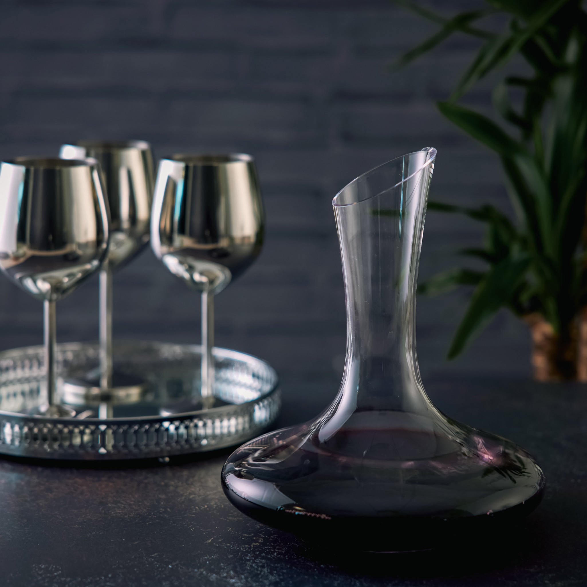 Oak & Steel Decanter Vino Cristallo Set Aerazione