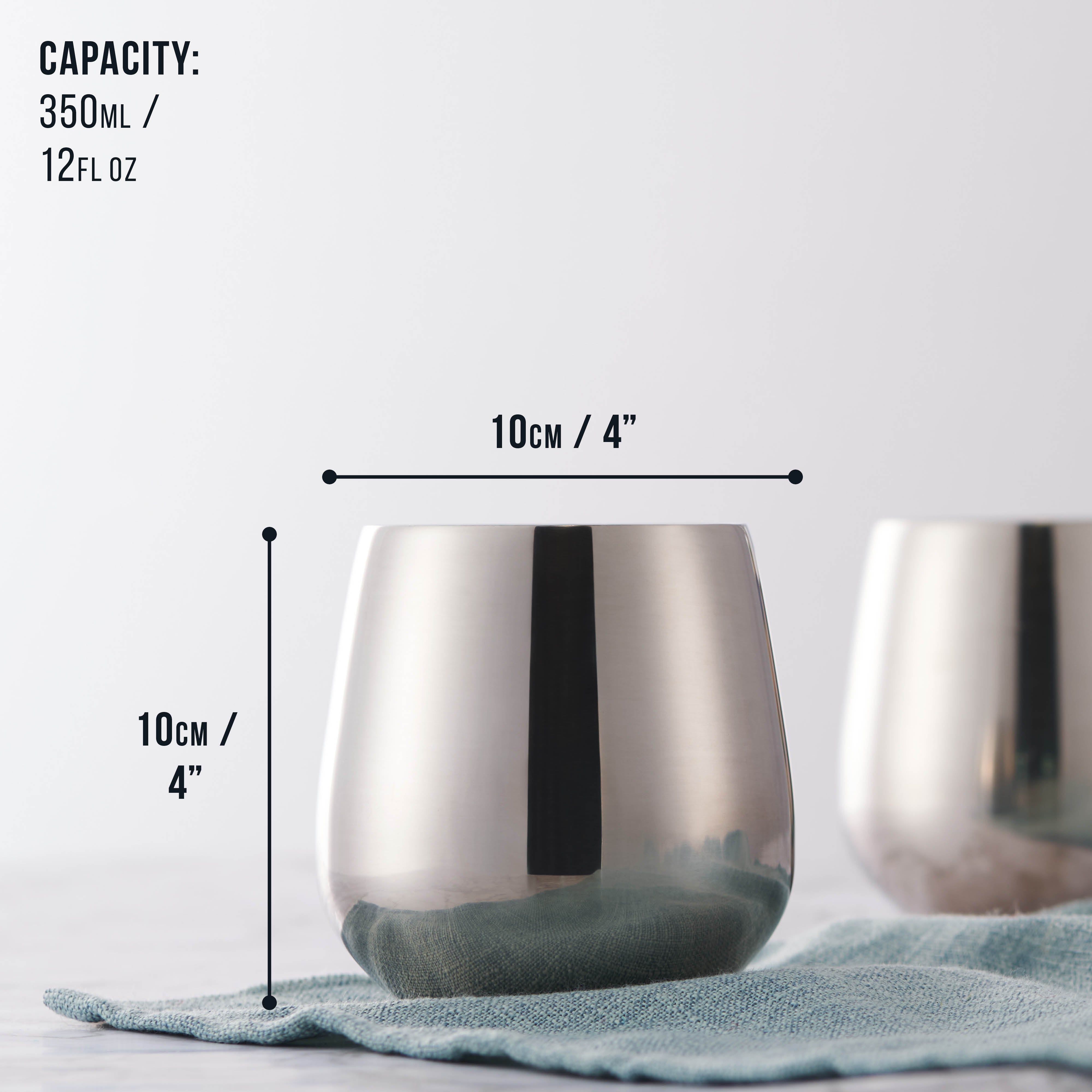 Oak & Steel Tumblers Bicchiere Acciaio Argento 4 Pezzi