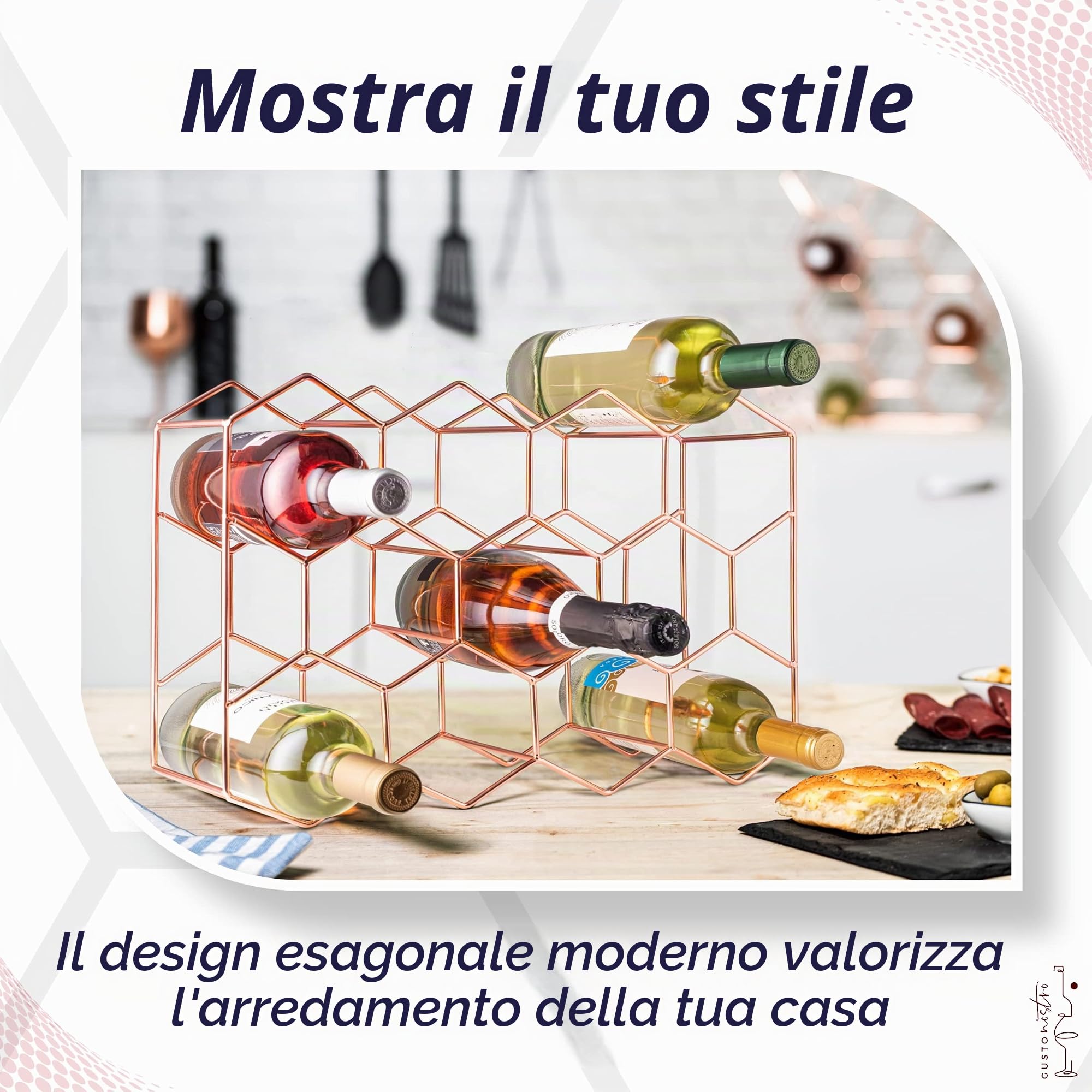 Gusto Nostro Countertops portabottiglie 14 bottiglie oro rosa