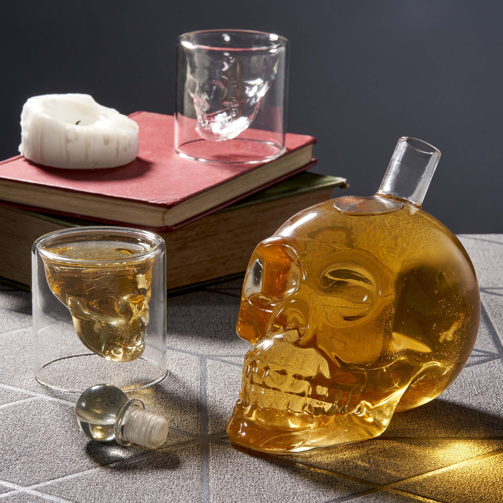 OS Oak & Steel Teschio Decanter Whisky Vetro 700 ml 7 Pezzi