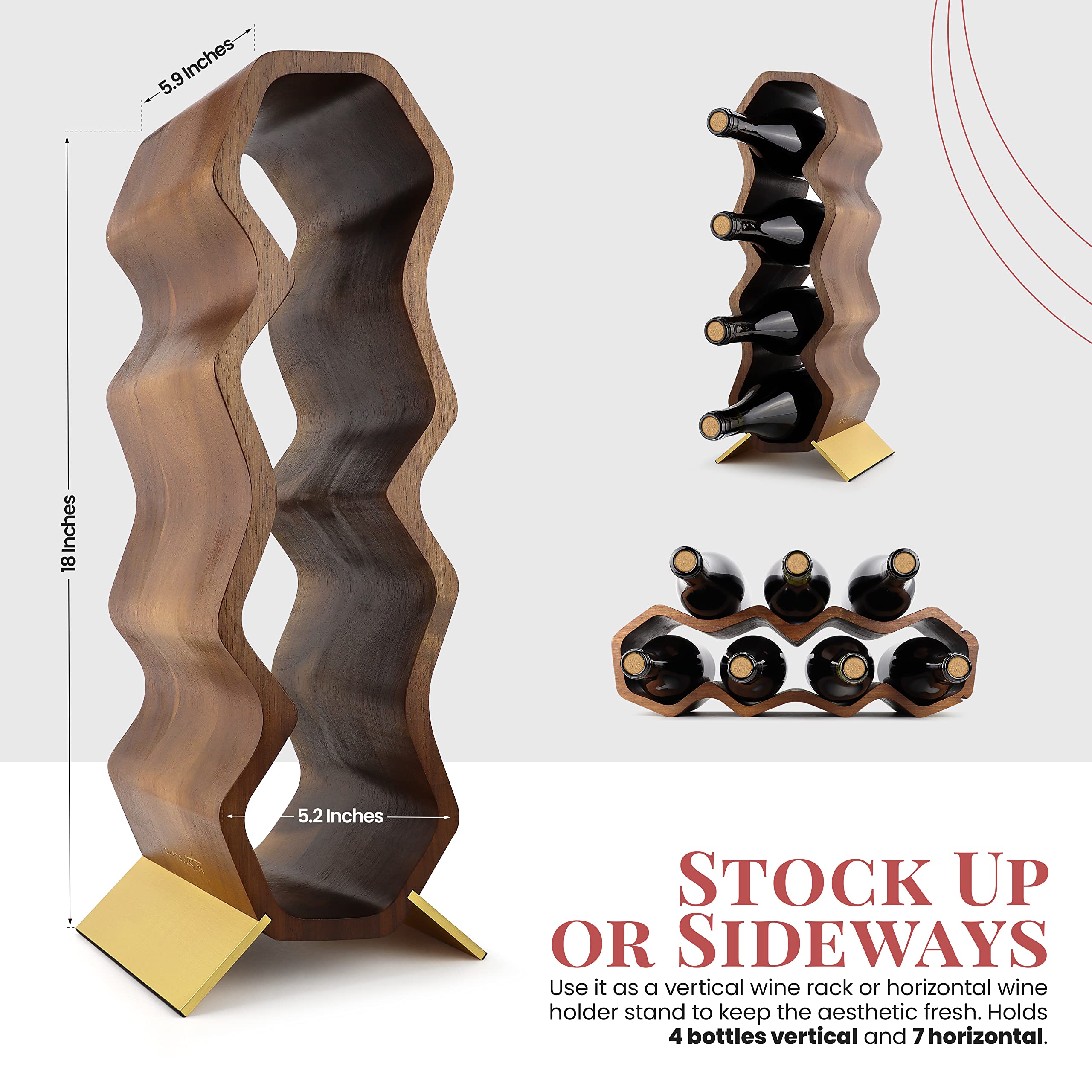 Gusto Nostro Wooden Wine Rack portabottiglie 7 bottiglie acacia
