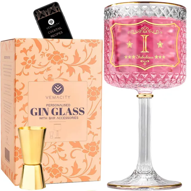 Vemacity Gin Glasses calice gin I bordi oro con jigger