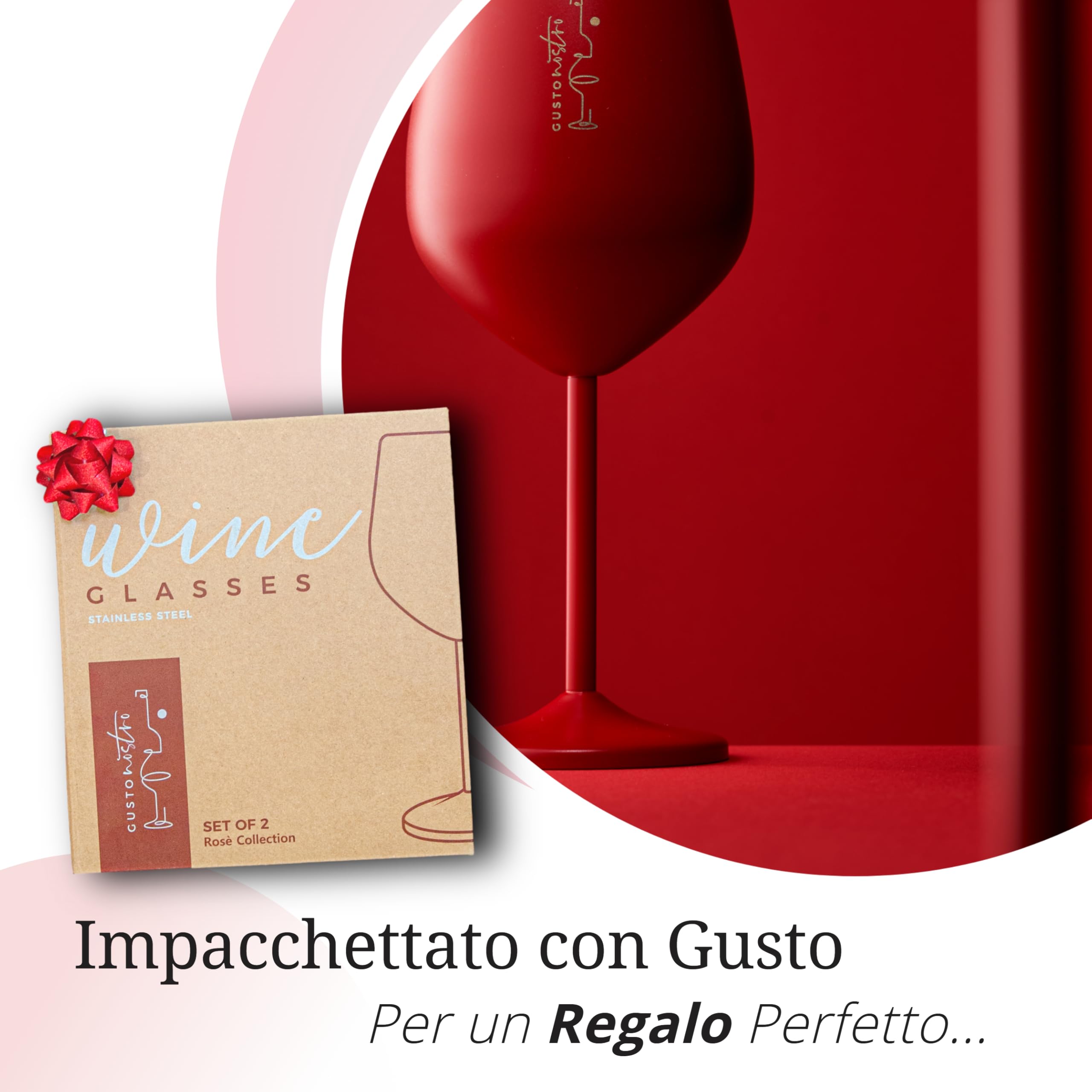 Gusto Nostro Stainless Calice Vino Acciaio 4pz Argento