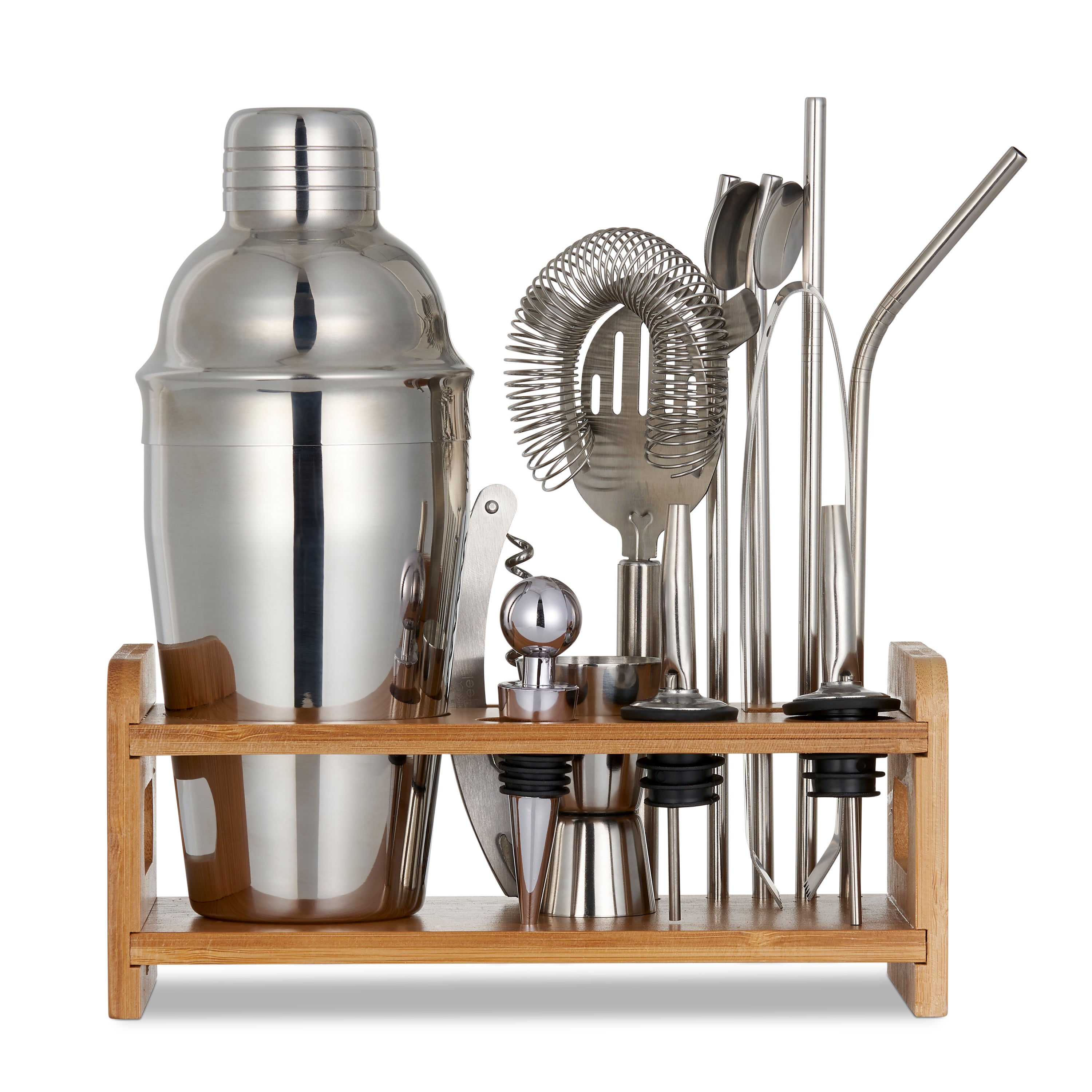 OS Oak & Steel Cocktail Sets set bar 13 pezzi argento legno