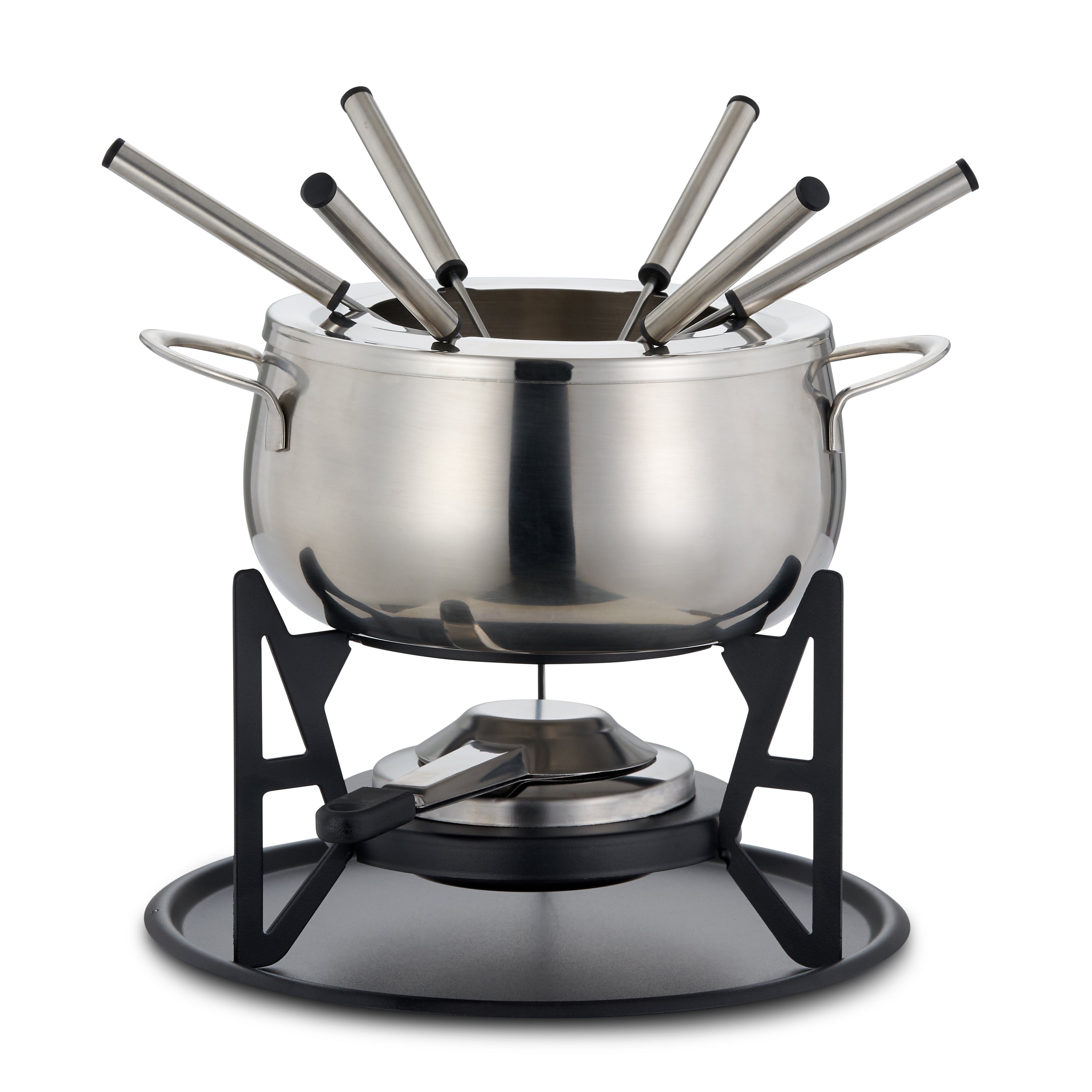 OS Oak & Steel Fondue Set Fonduta Acciaio 6 Forchette