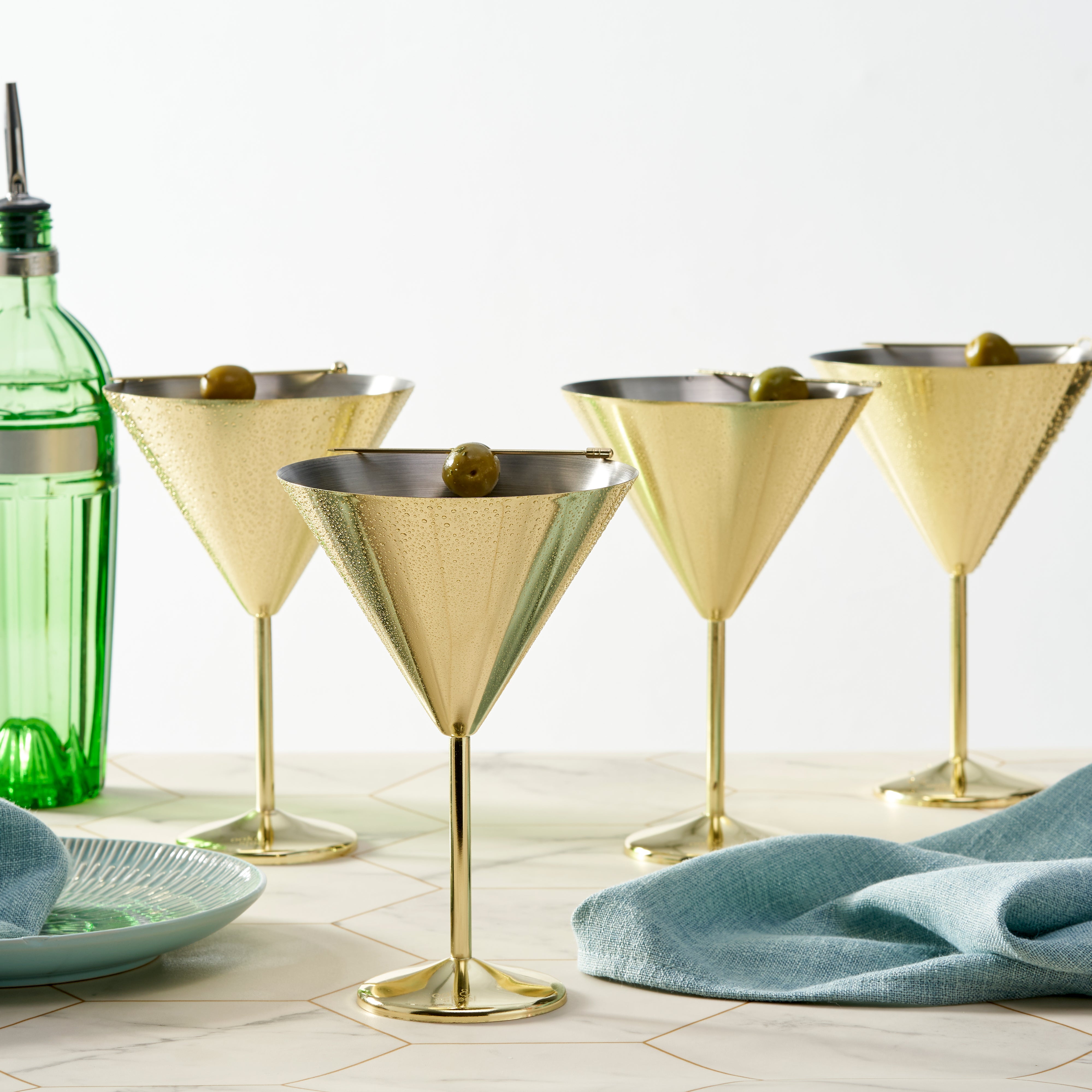 OS Oak & Steel Martini Glasses coppe martini oro 4 pezzi 460ml