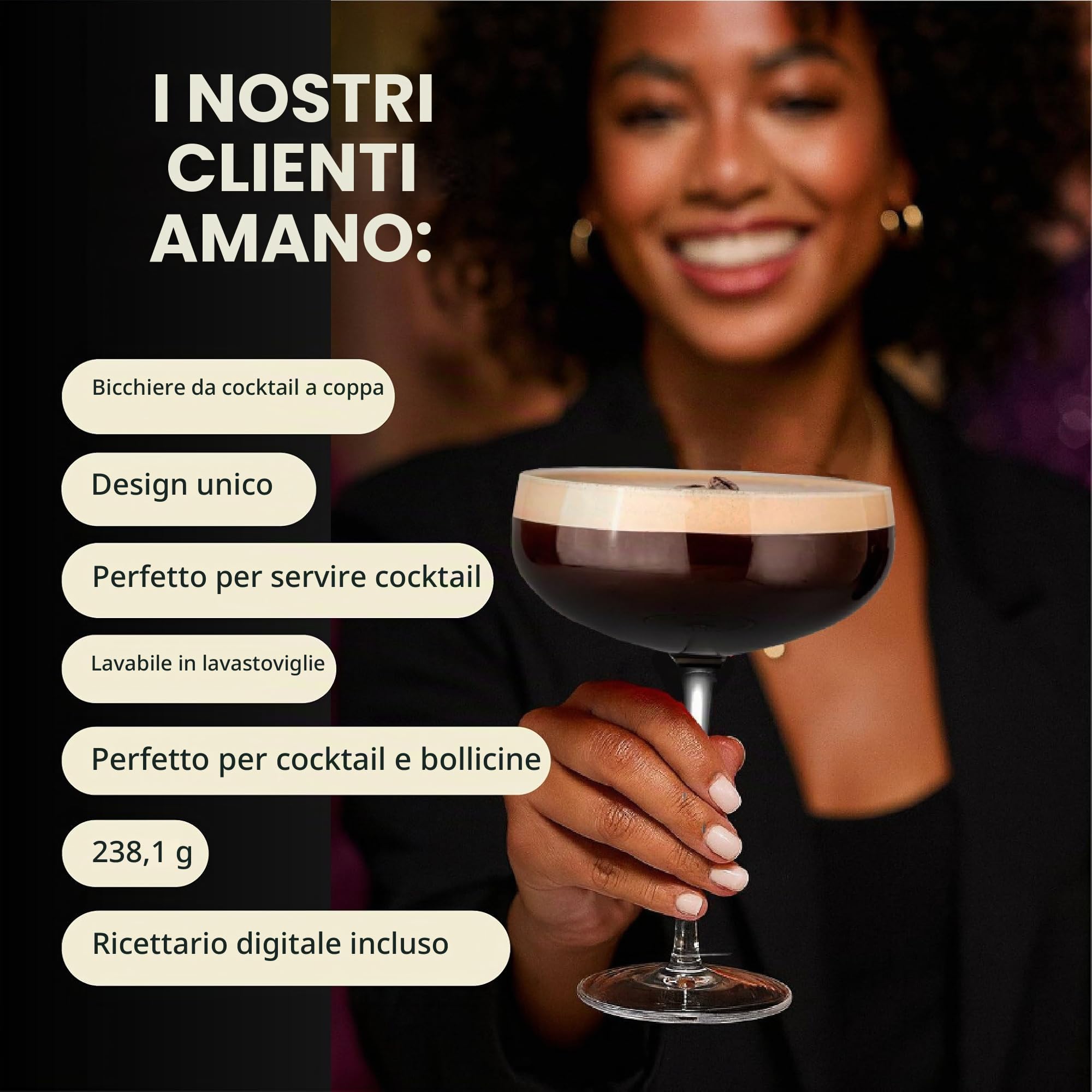 Vemacity Cocktail Glasses coppa cocktail 2 pz 280 ml cristallo