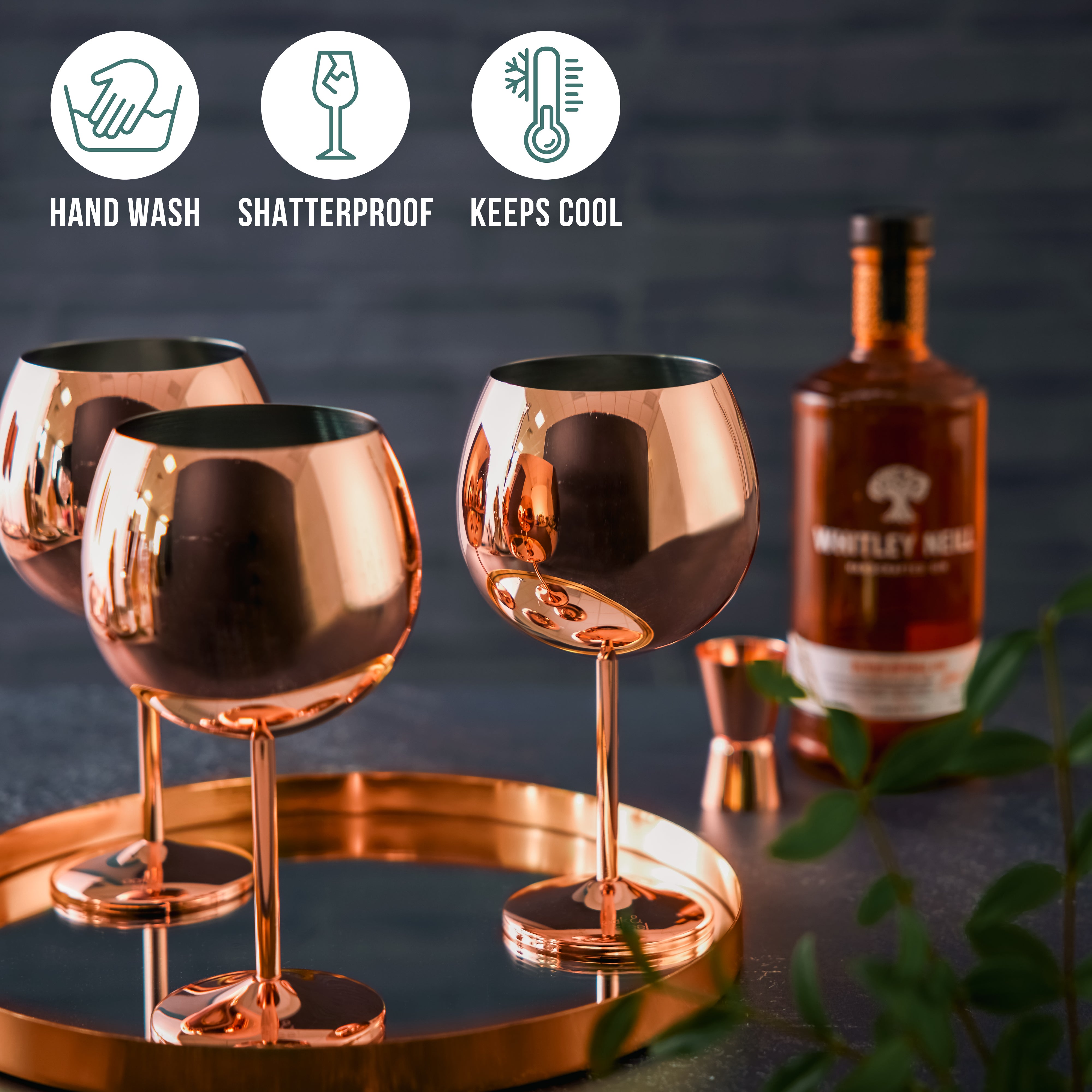 OS Oak & Steel Gin Glasses bicchieri gin oro rosa 4 pezzi 700ml