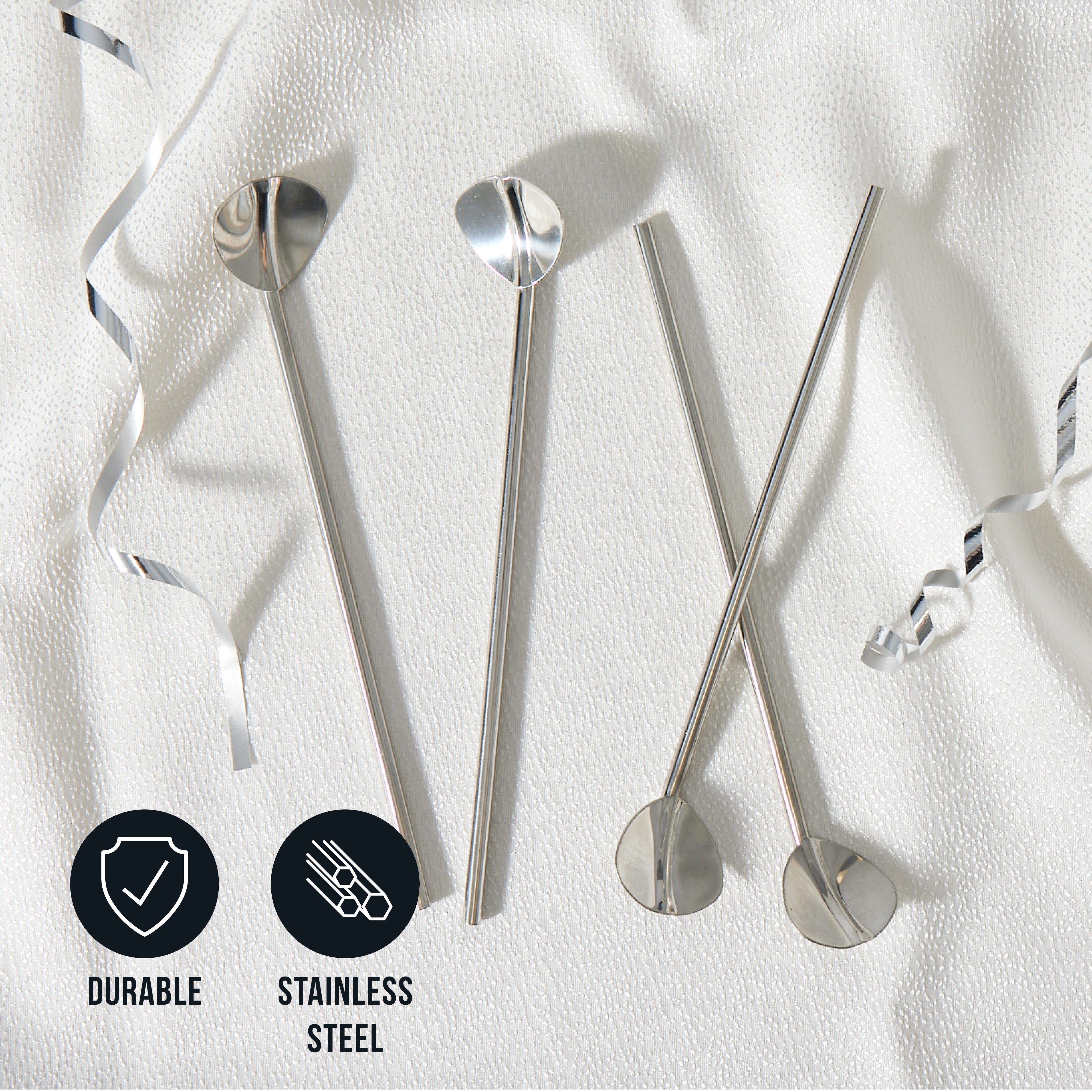 OS Oak & Steel Bar Spoon Cocktail Acciaio 20 cm 8 Pezzi