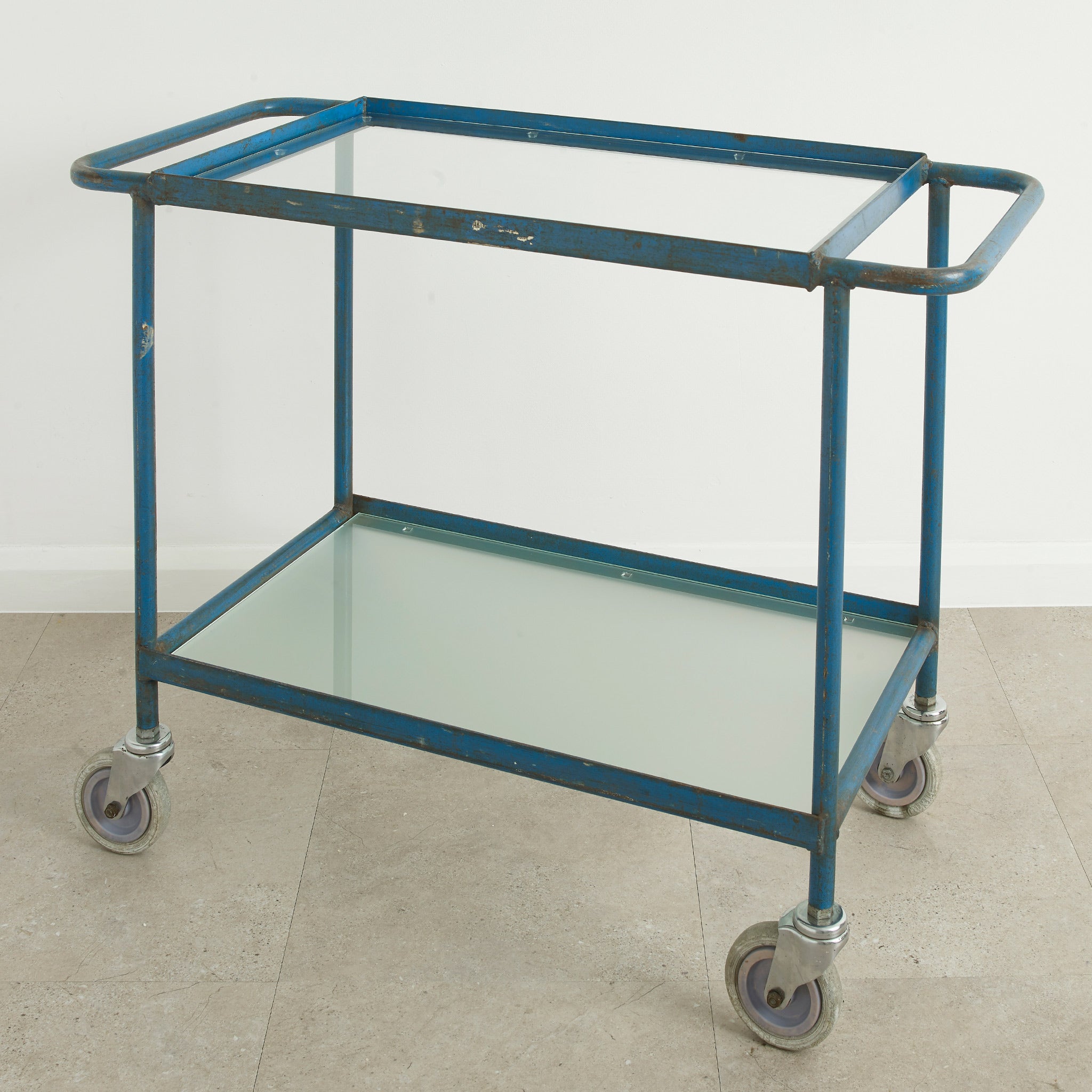 Urban Bar Geest Carrello Bar Industriale Blu Vetro