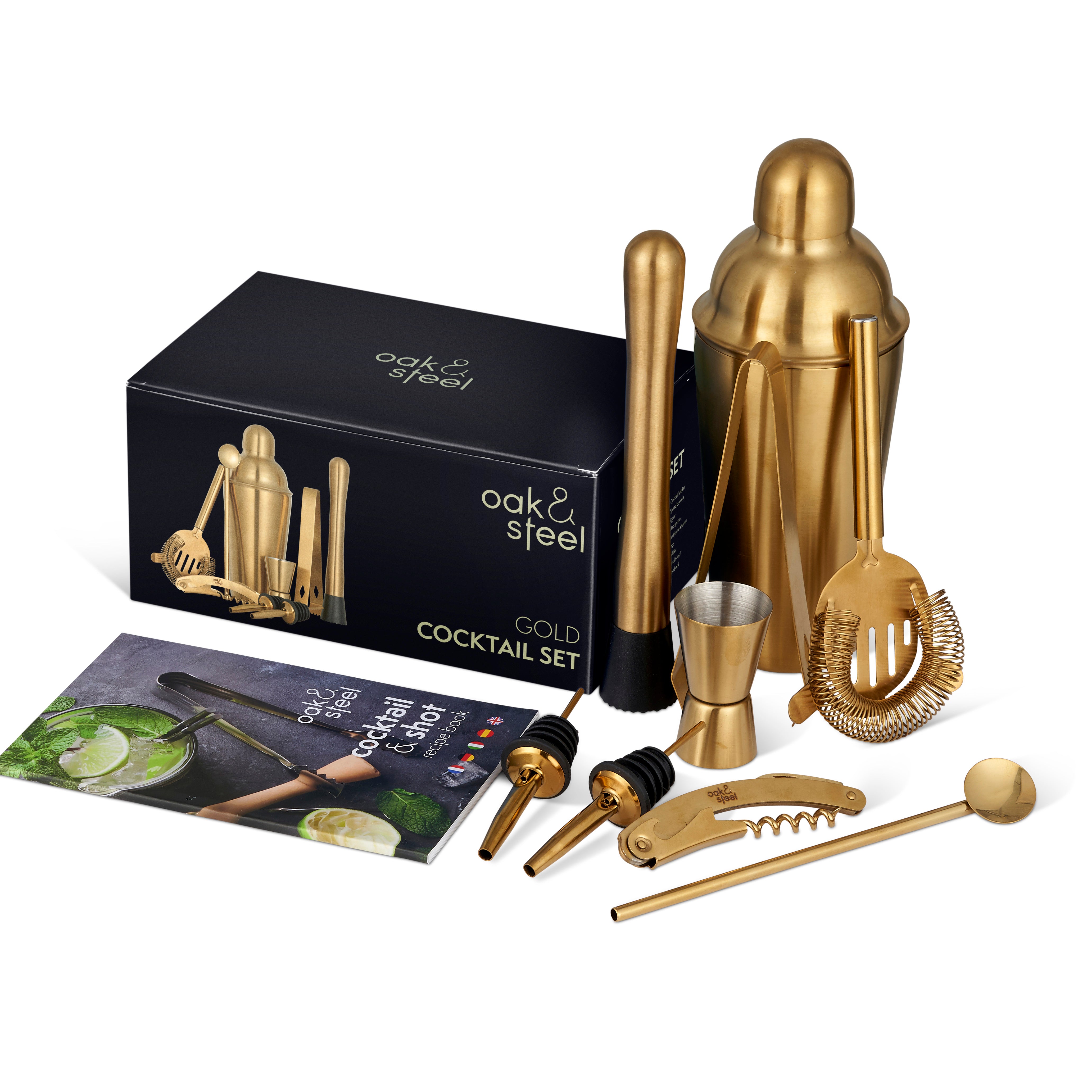 OS Oak & Steel Oro Set Cocktail Shaker Acciaio 10 Pezzi