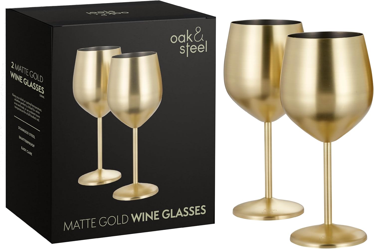 Oak & Steel Wine Glasses Calice Vino Oro Opaco 2 Pezzi