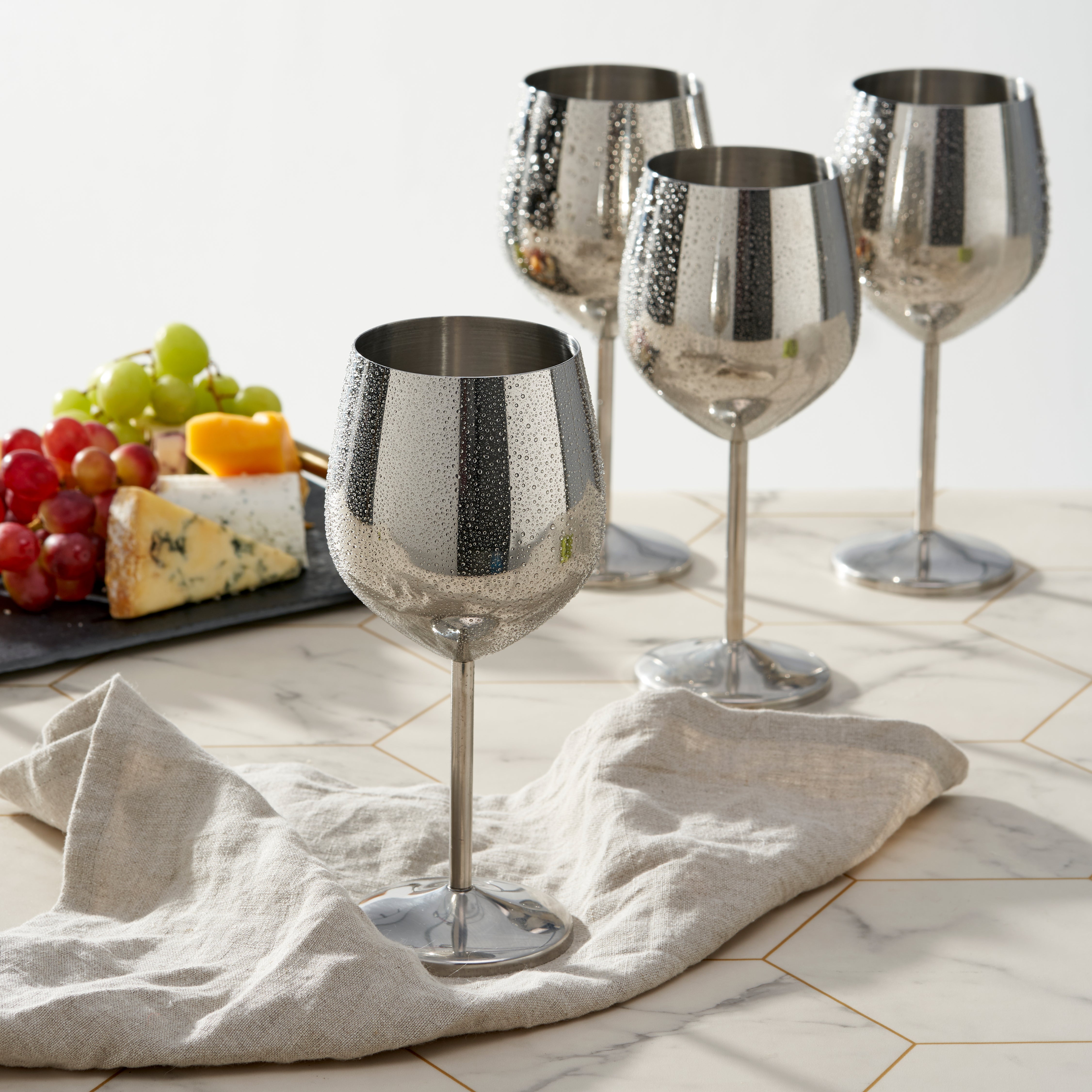 Oak & Steel calici vino acciaio argento 500ml 2 pezzi