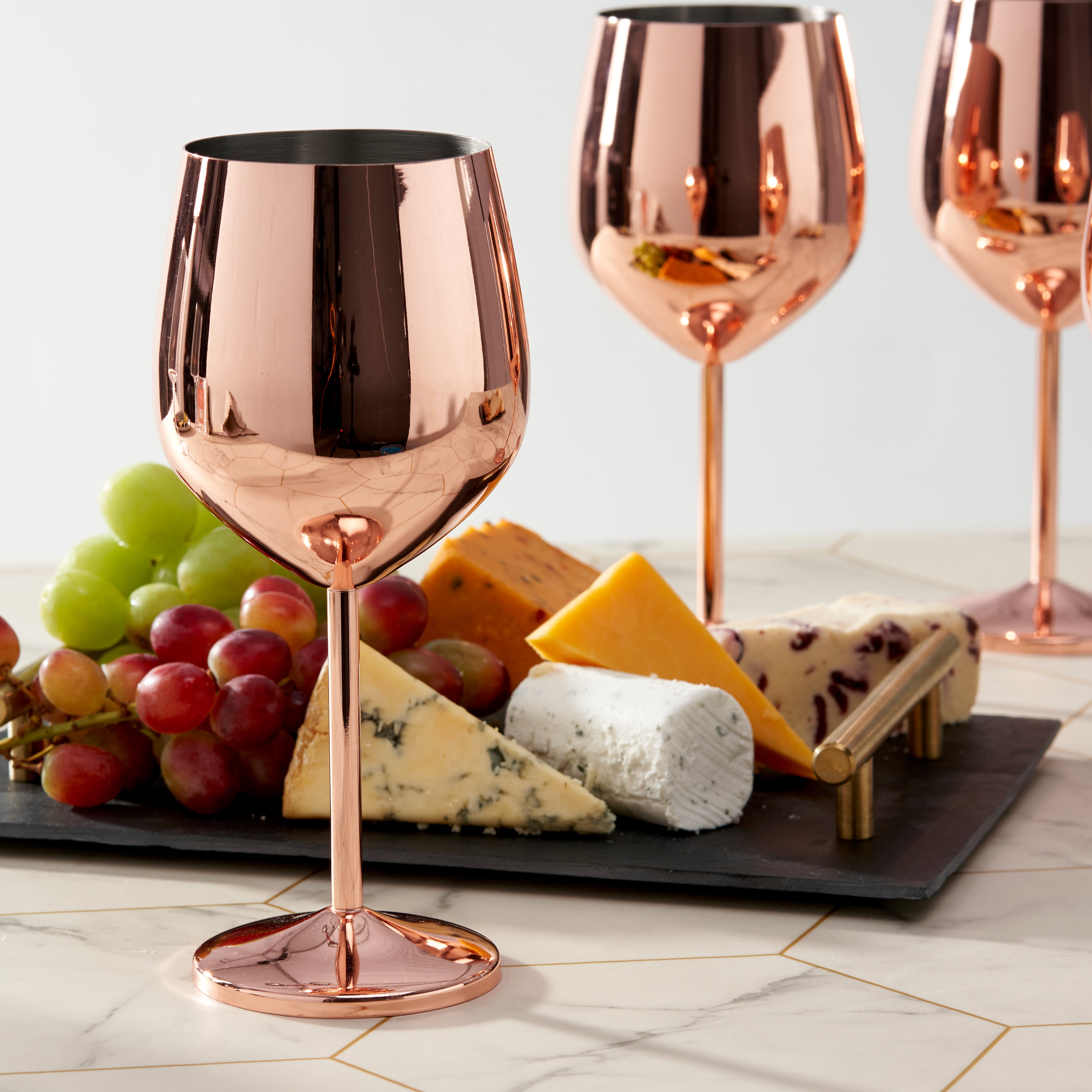 OS Oak & Steel Wine Glasses calici vino oro rosa 4 pezzi 700ml