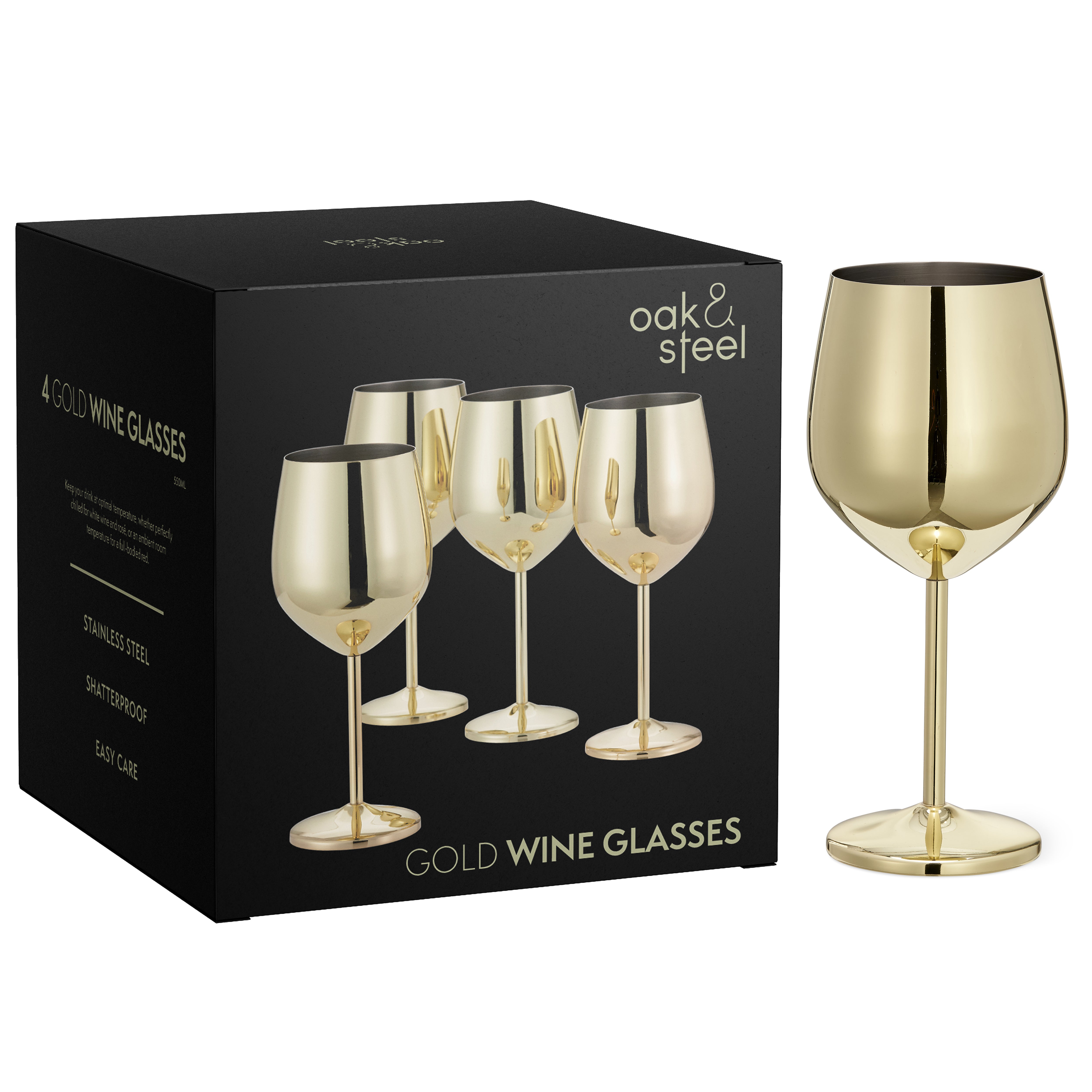 OS Oak & Steel Wine Glasses calici vino oro 4 pezzi