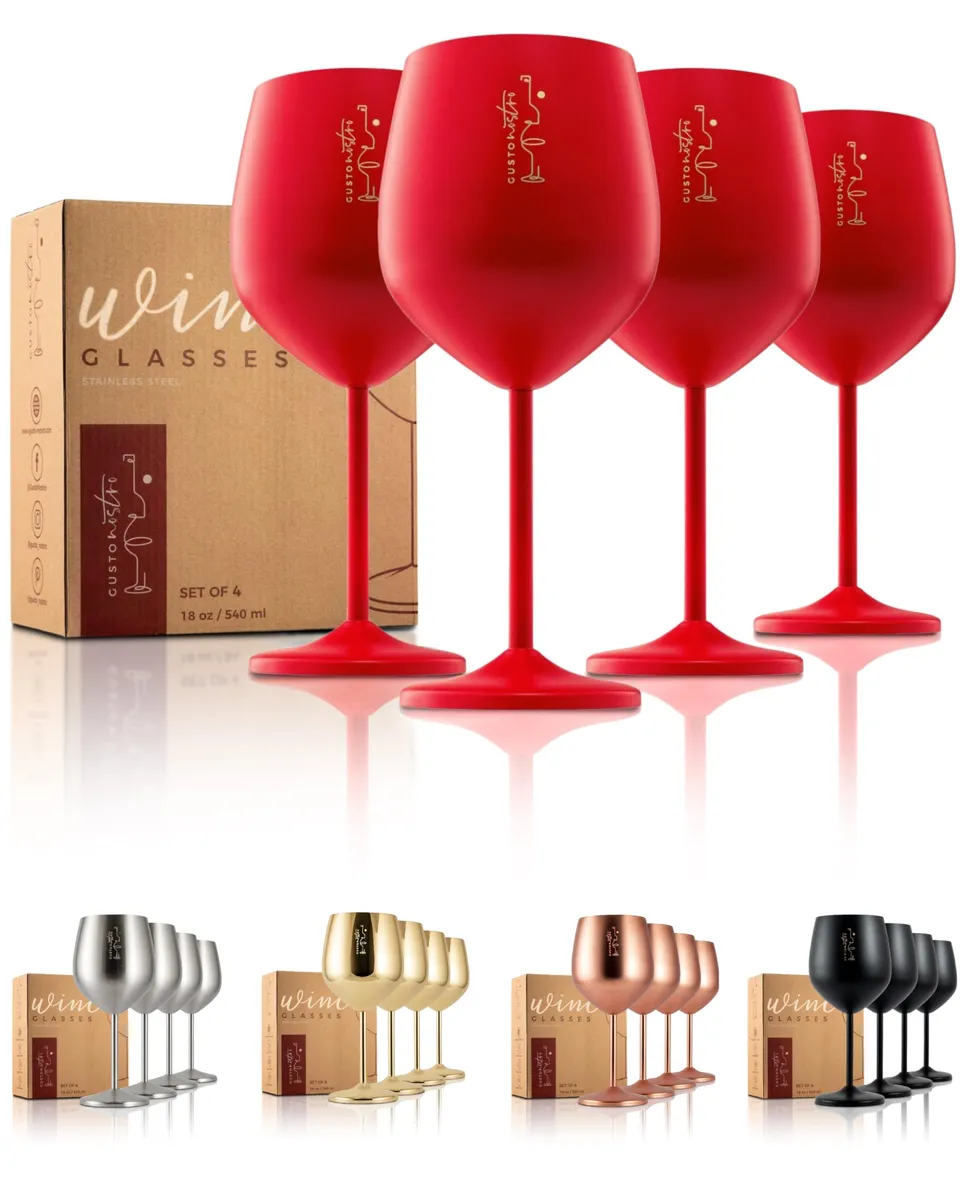 Gusto Nostro Stainless Calice Vino Acciaio 4pz Argento
