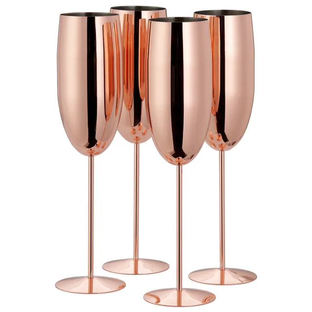 Oak & Steel Flutes champagne acciaio oro rosa 2 pezzi