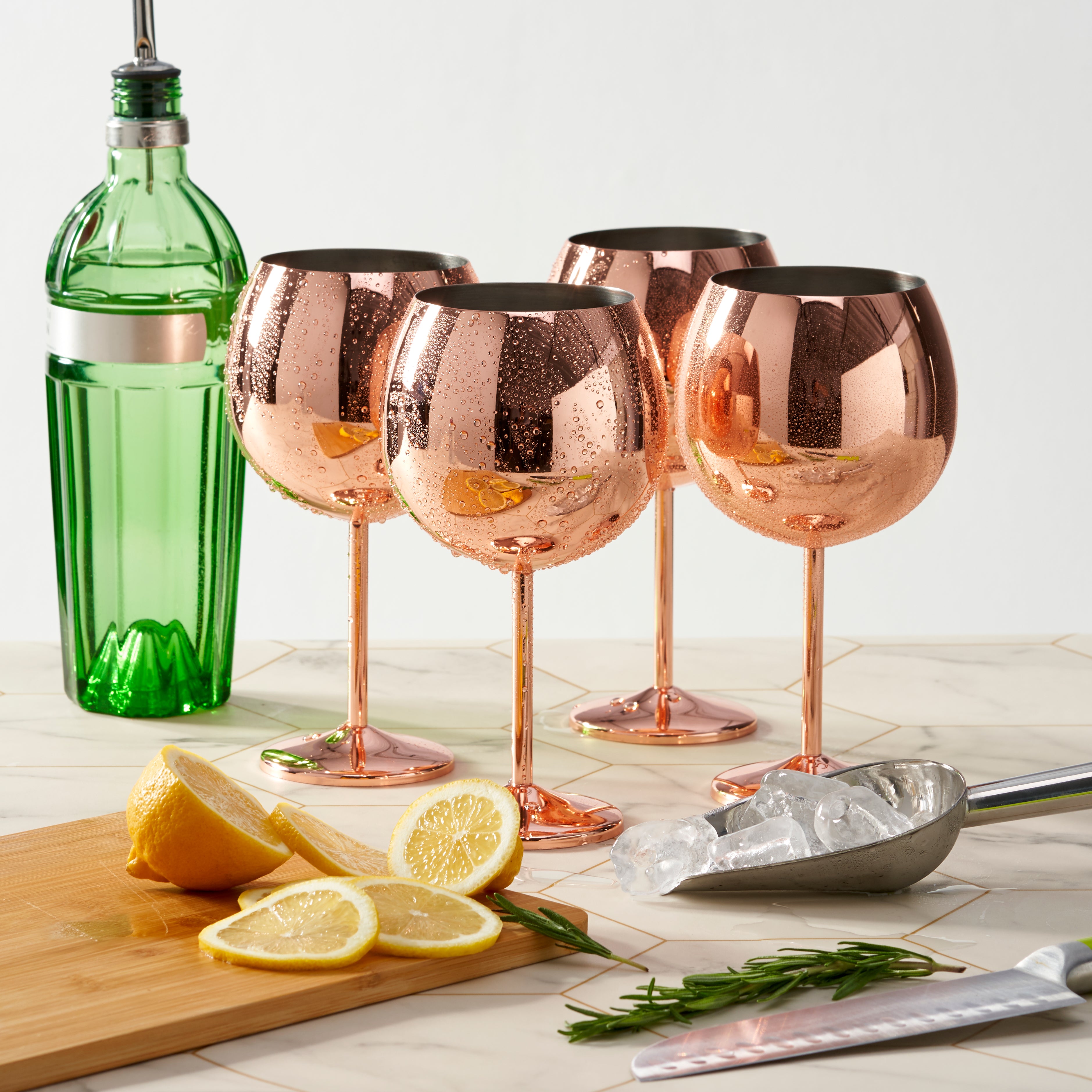 OS Oak & Steel Gin Glasses bicchieri gin oro rosa 4 pezzi 700ml