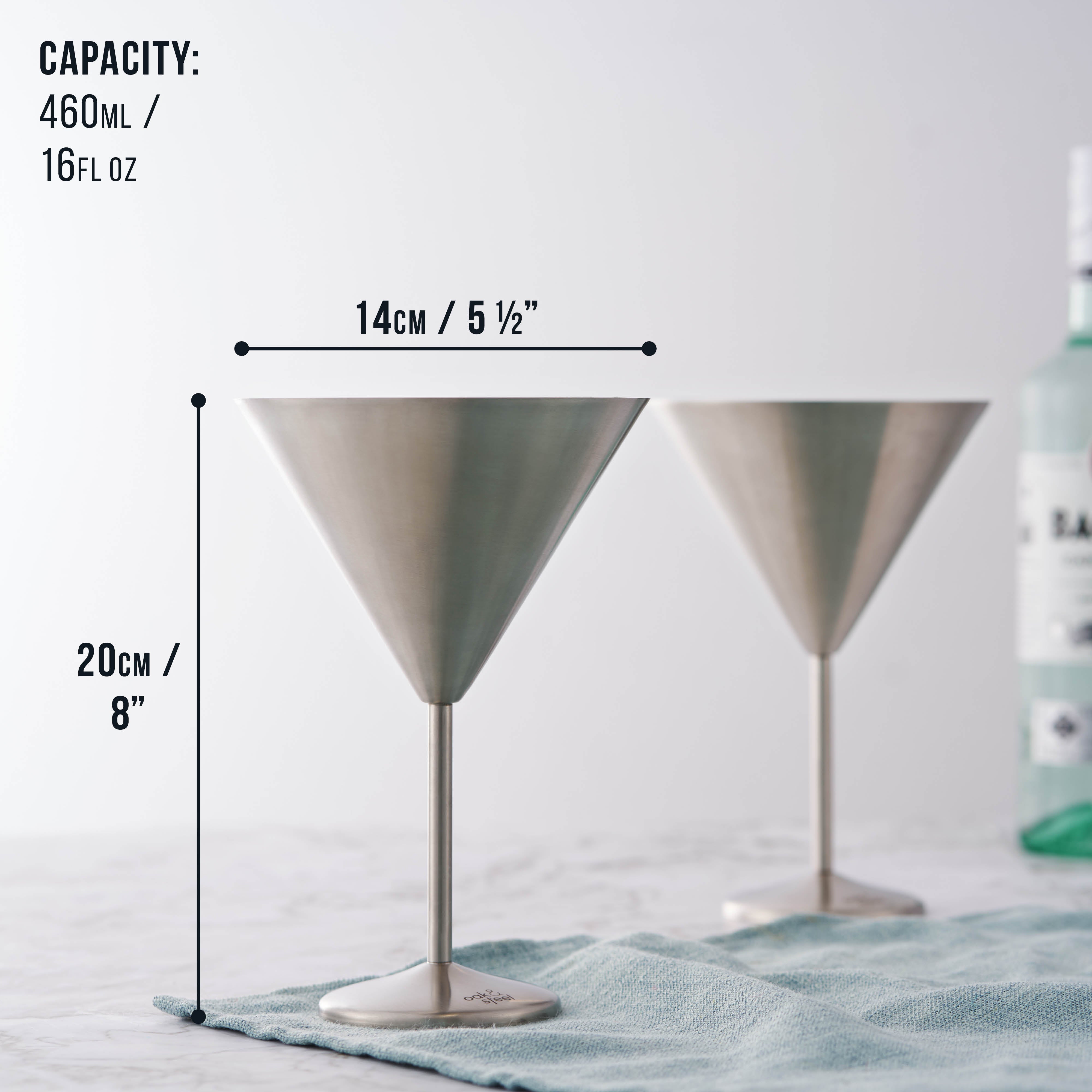 OS Oak & Steel Martini Glasses coppe martini argento 4 pezzi