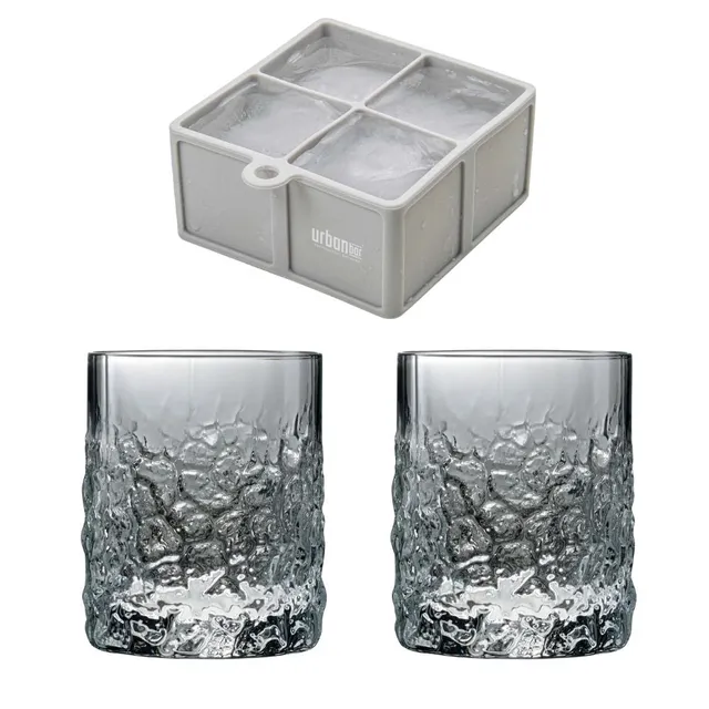 Urban Bar Set 2 Bicchieri Old Fashioned + Stampo Ghiaccio