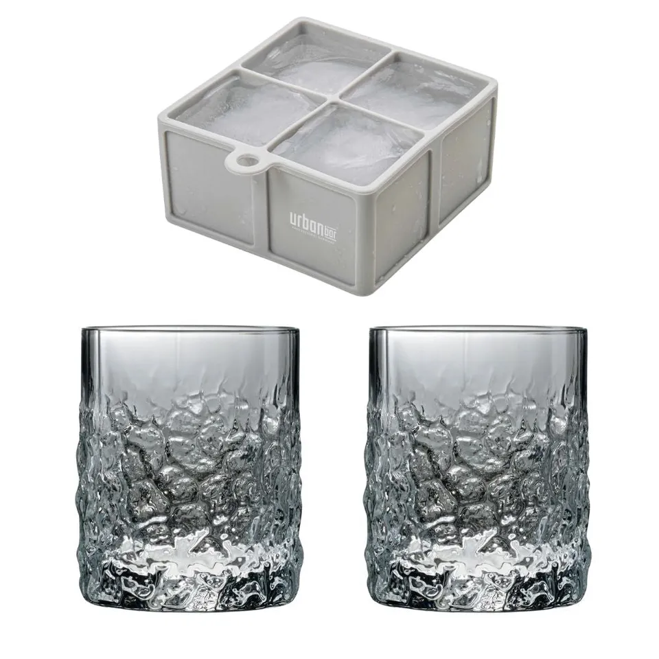 Urban Bar Set 2 Bicchieri Old Fashioned + Stampo Ghiaccio