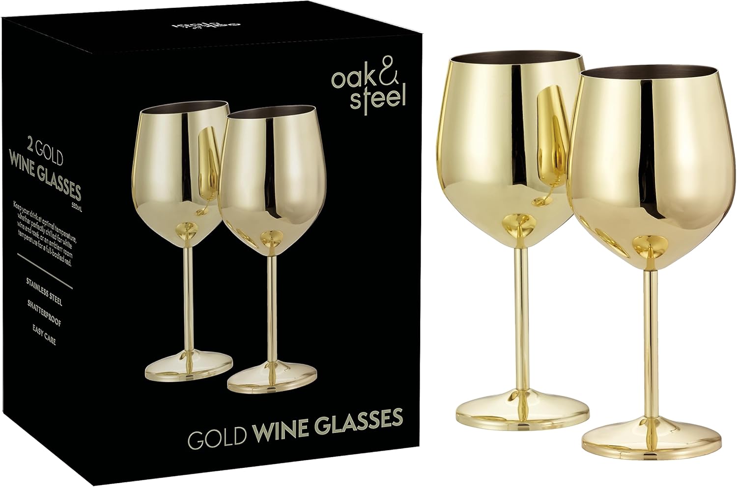 OS Oak & Steel Wine Glasses calici vino oro 4 pezzi