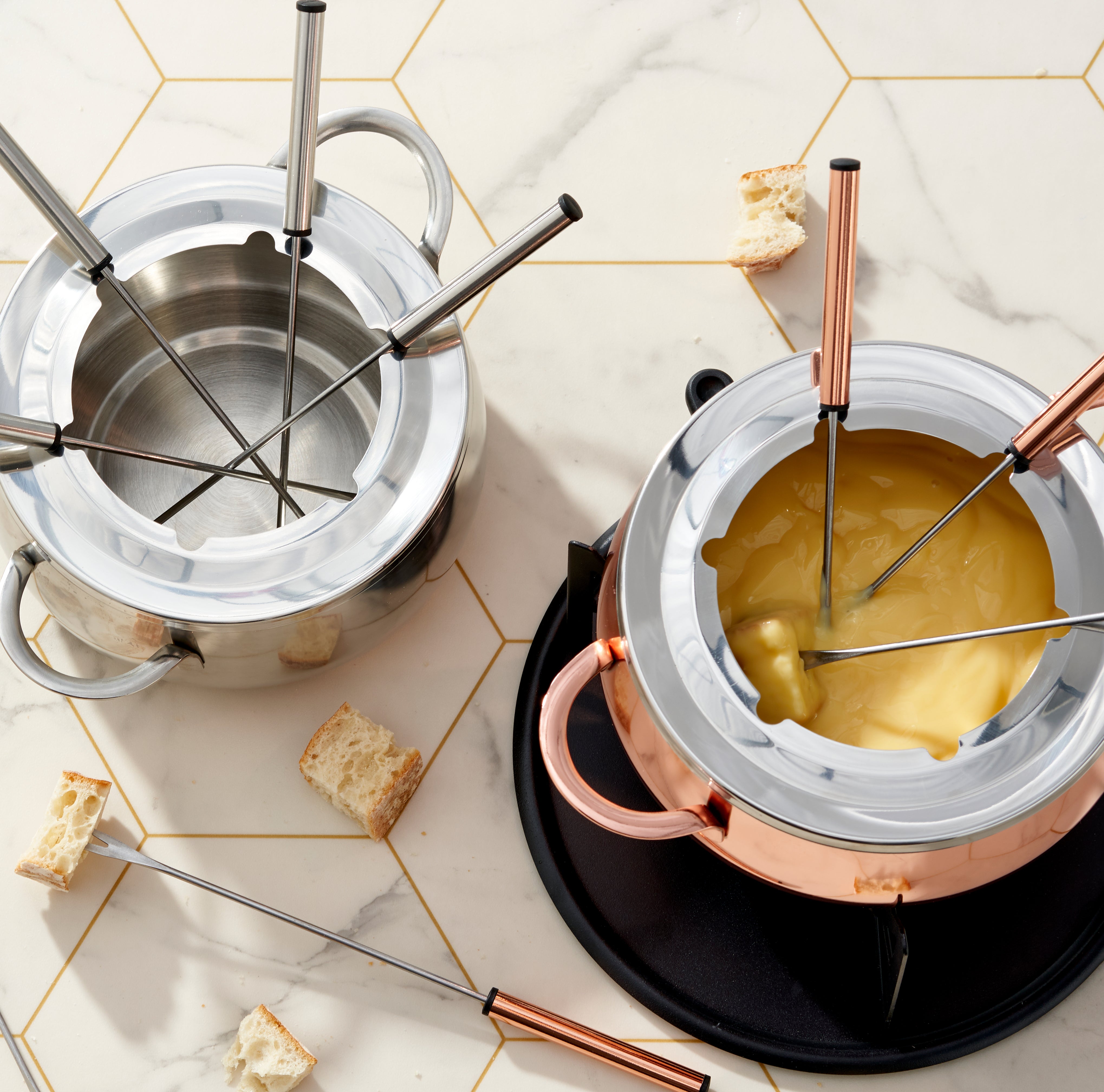 OS Oak & Steel Fondue set fonduta oro rosa acciaio