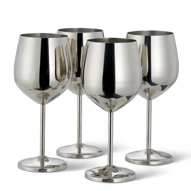 Oak & Steel calici vino acciaio argento 500ml 2 pezzi