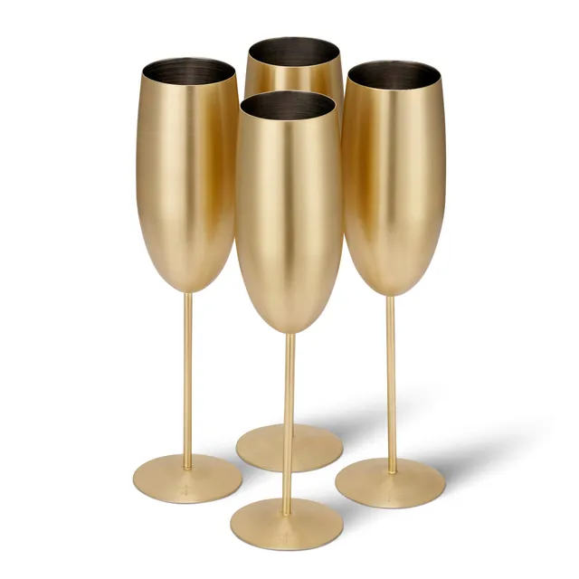 Oak & Steel Flutes champagne acciaio oro opaco 8 pezzi