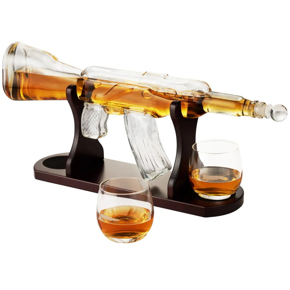 OS Oak & Steel Whiskey Decanters decanter pistola vetro set