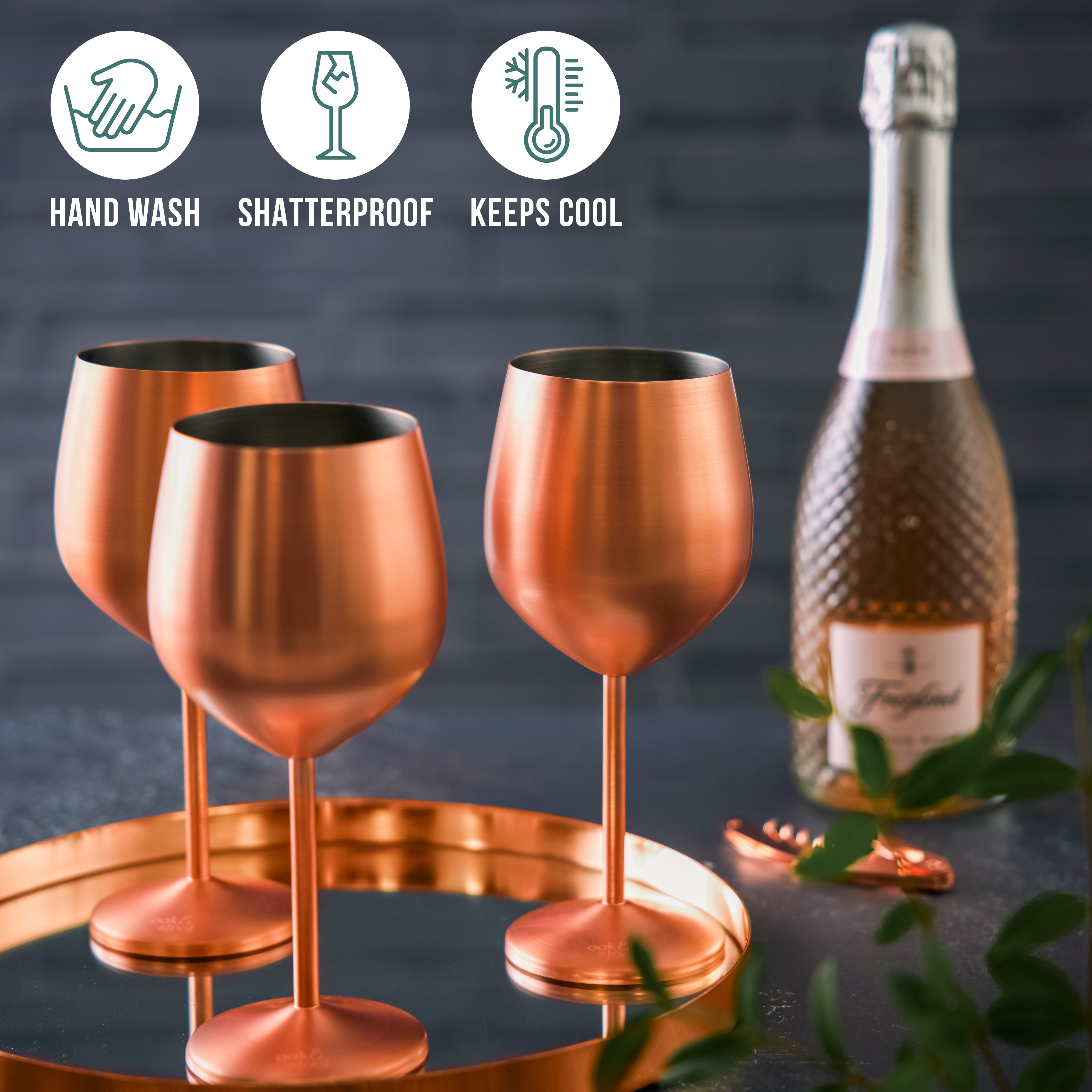 OS Oak & Steel Wine Glasses calici vino oro rosa opaco 4 pezzi