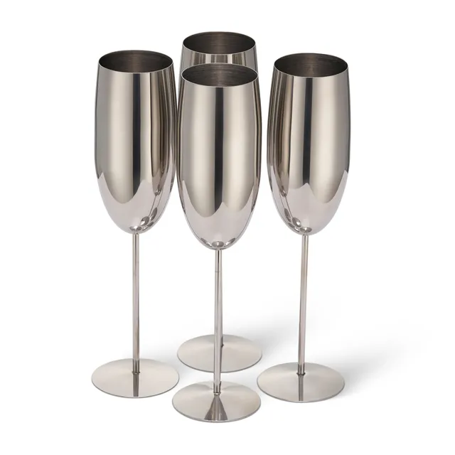 Oak & Steel Flutes calici champagne 2 pezzi argento acciaio
