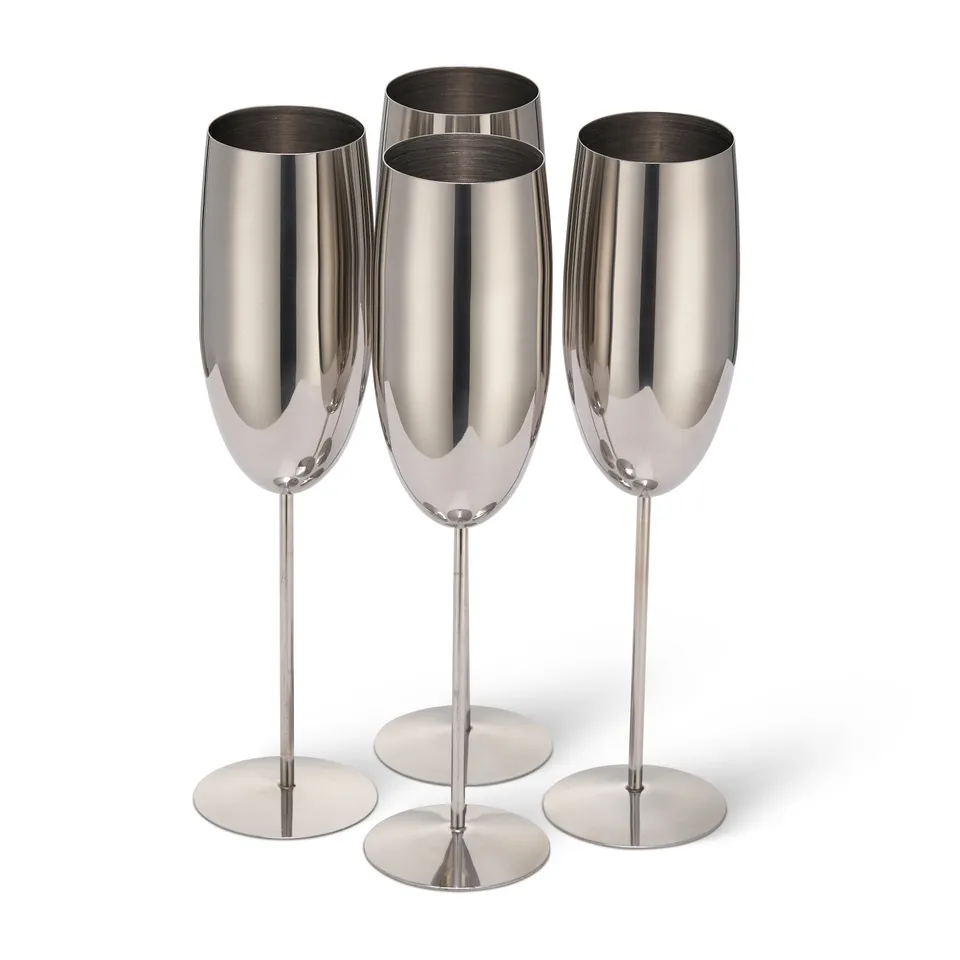 Oak & Steel Flutes calici champagne 2 pezzi argento acciaio