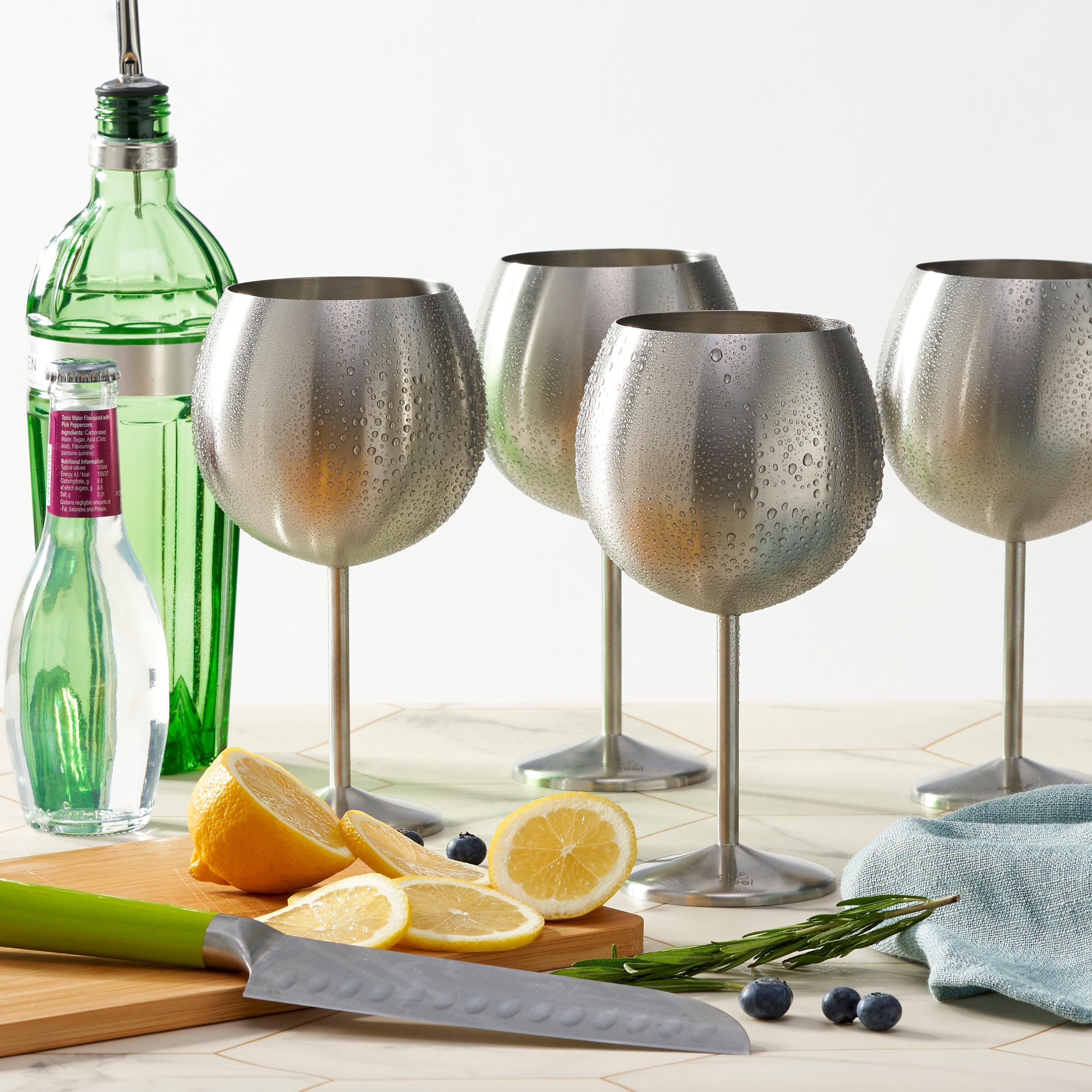 OS Oak & Steel Gin Glasses bicchieri gin argento 4 pezzi
