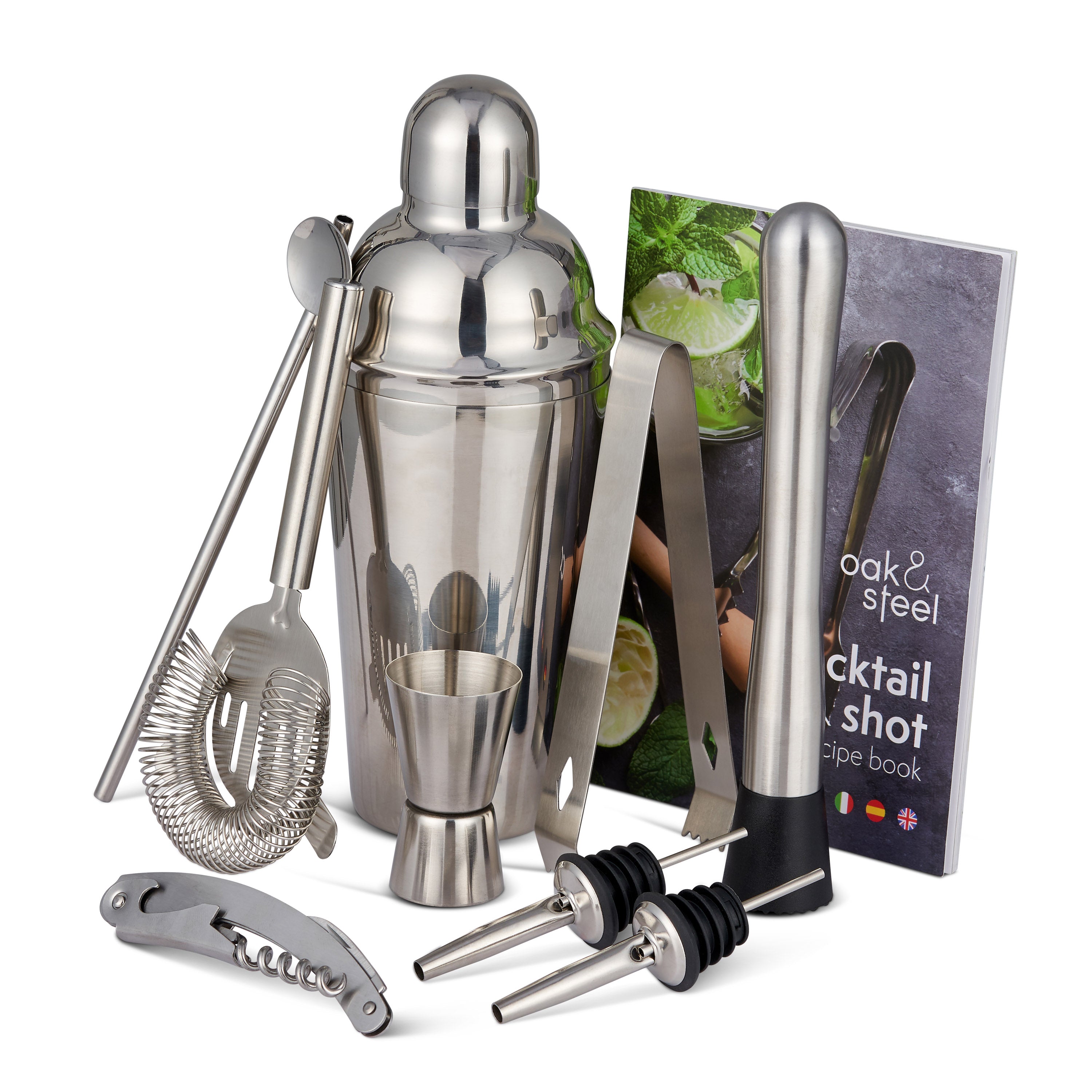 Oak & Steel Cocktail Sets shaker set 10 pezzi argento