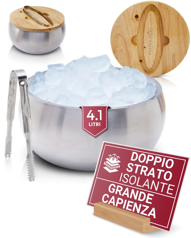 Gusto Nostro Ice Bucket Kit secchiello argento 4,1 L inox