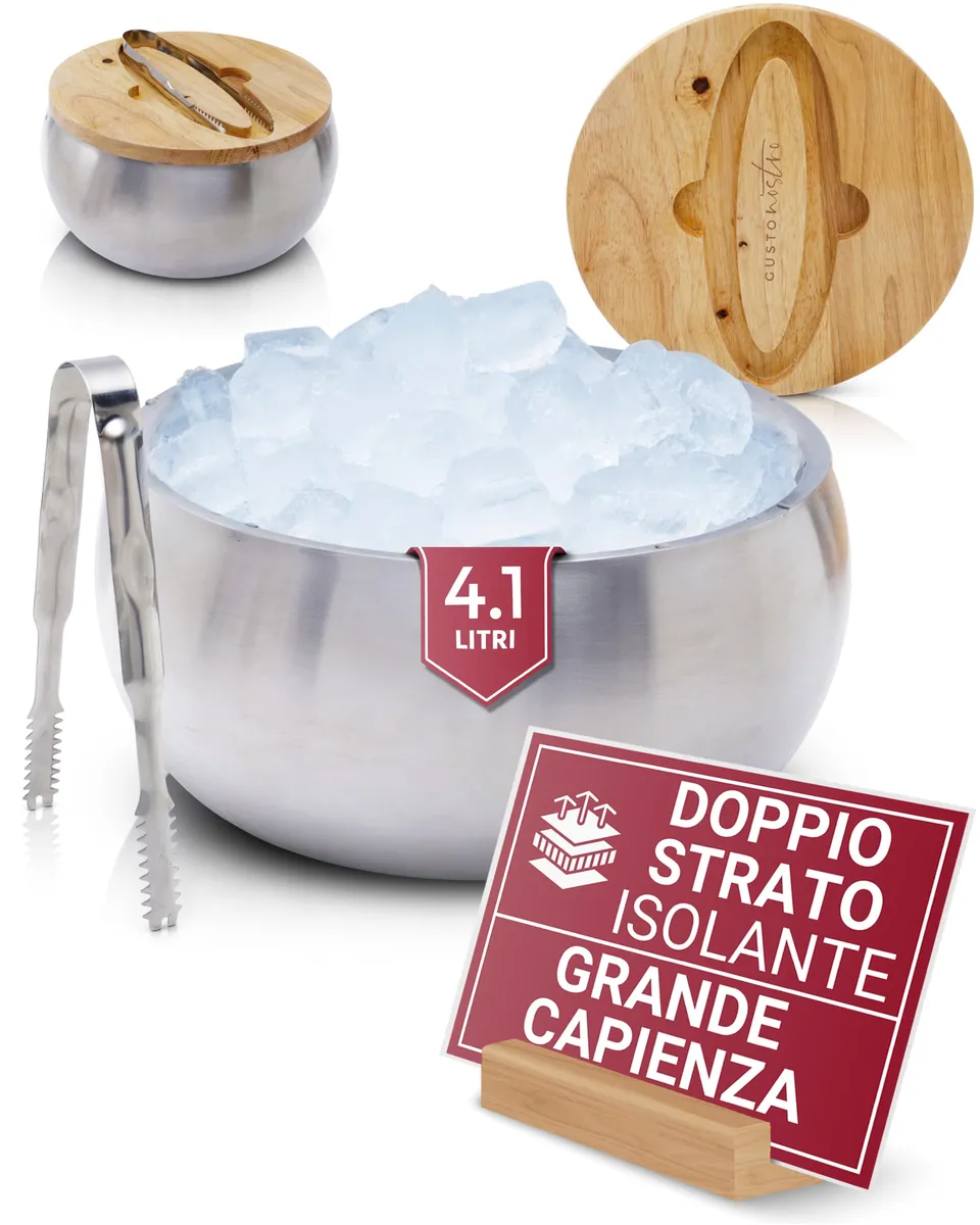 Gusto Nostro Ice Bucket Kit secchiello argento 4,1 L inox