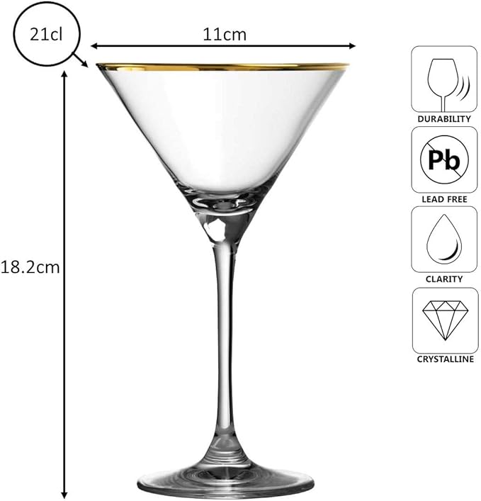 Urban Bar Verdot Coppa Martini Bordo Oro 21 cl 6 pz