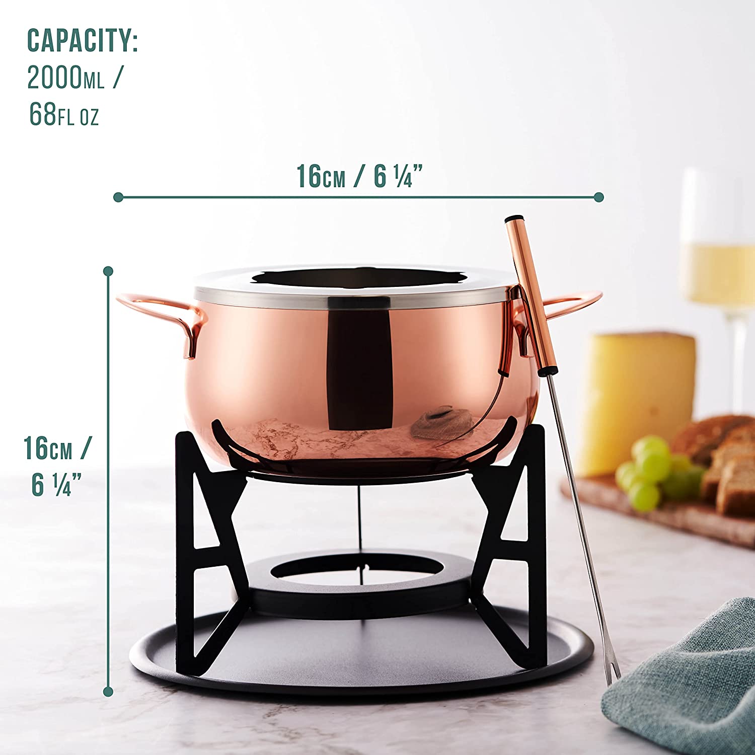 OS Oak & Steel Fondue set fonduta oro rosa acciaio
